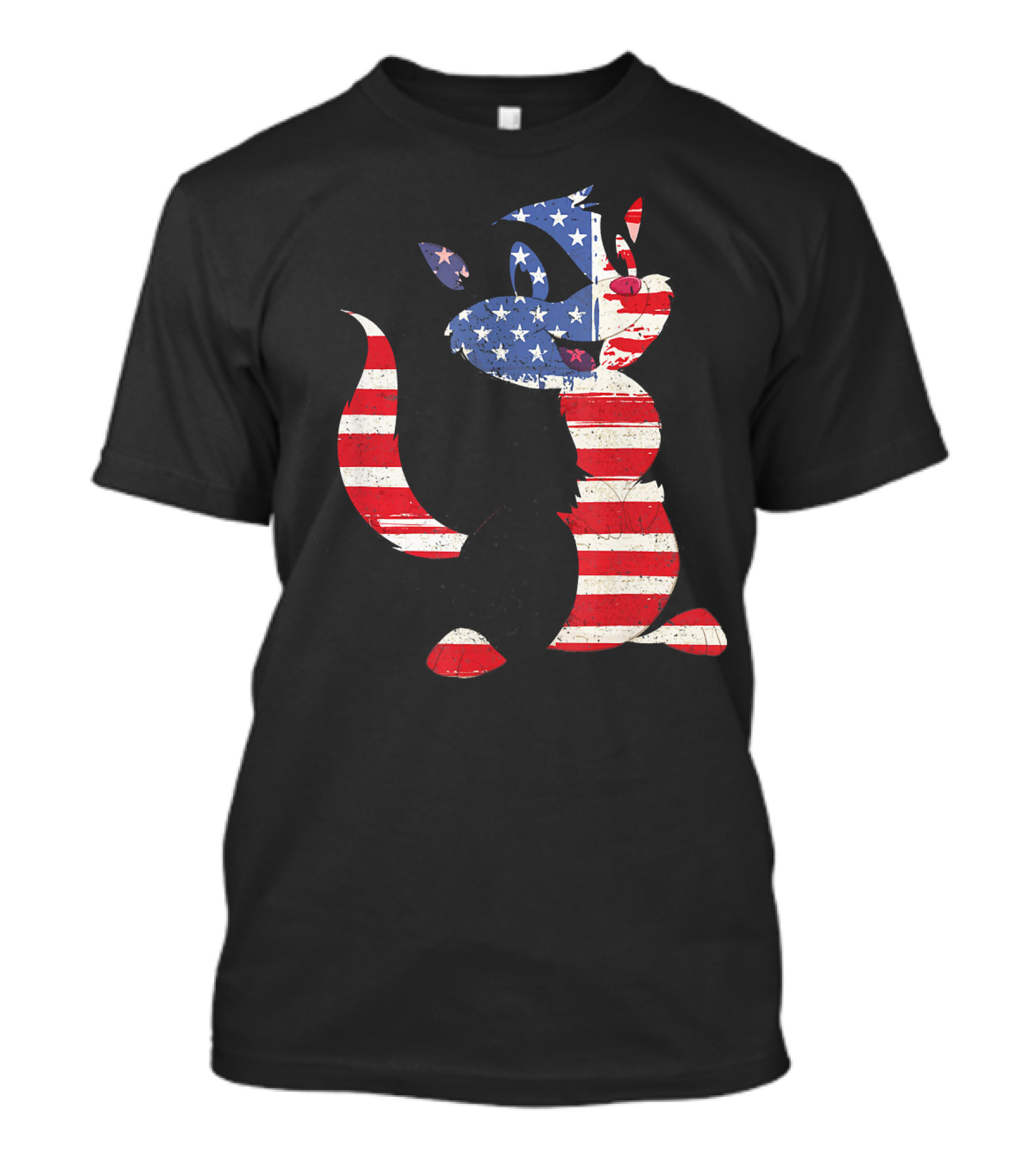 Funny Skunk With American Flag Stripes T-Shirt