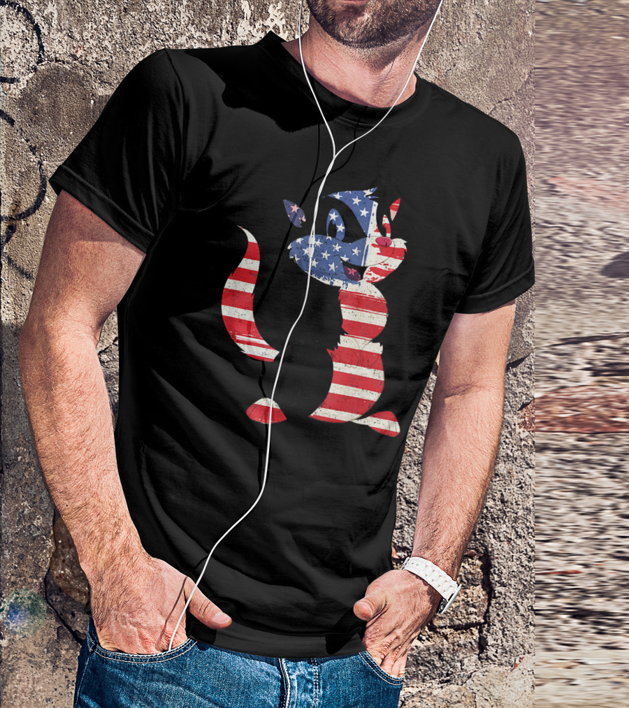 Funny Skunk With American Flag Stripes T-Shirt