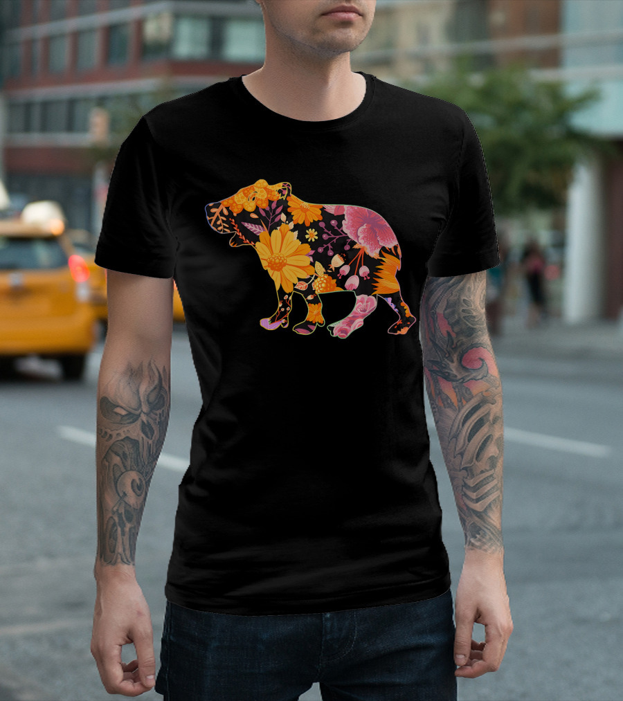 Floral Flower Vintage Retro Capybara Love T-Shirt