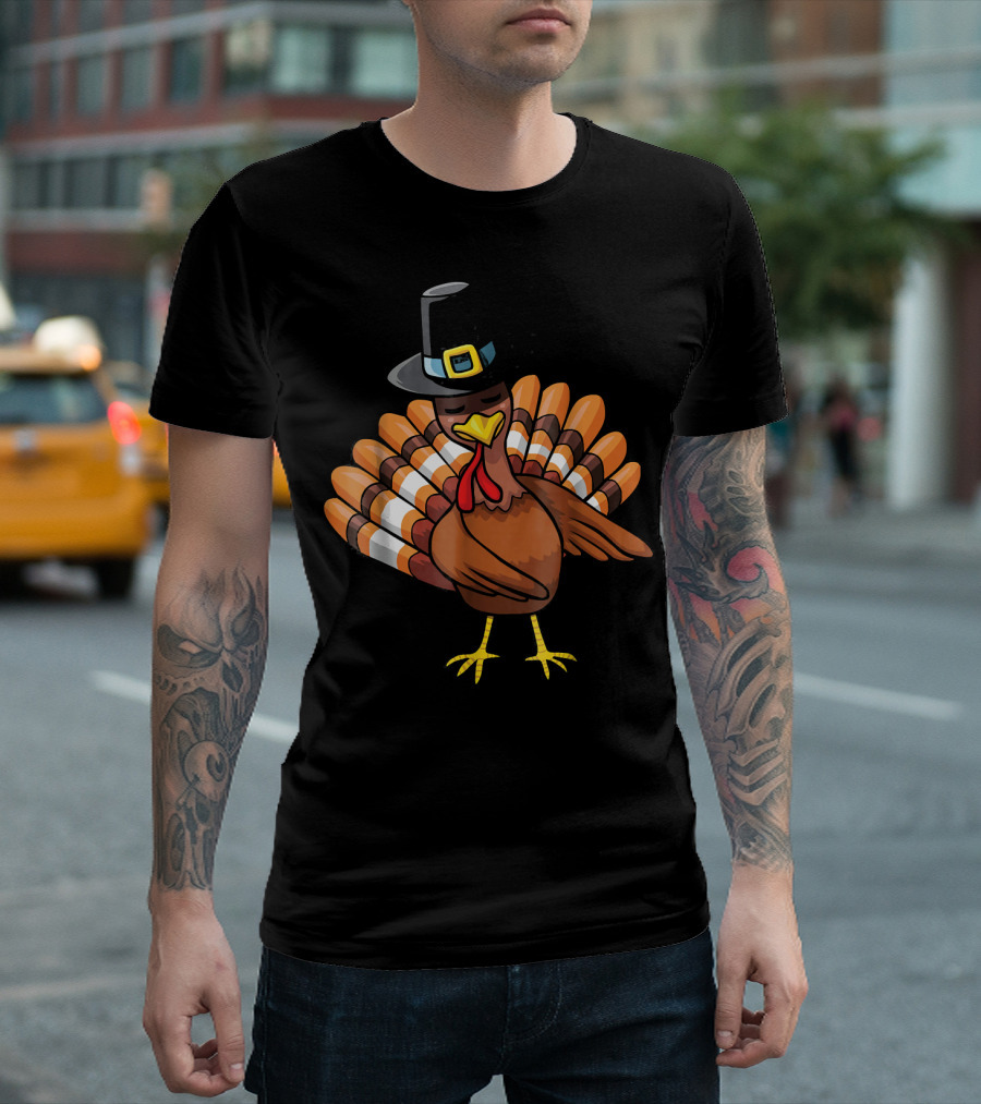 Pilgrim Hat Turkey Floss Dance Thanksgiving T-Shirt