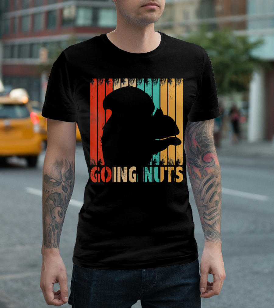Going Nuts Squirrel Retro Stripes T-Shirt