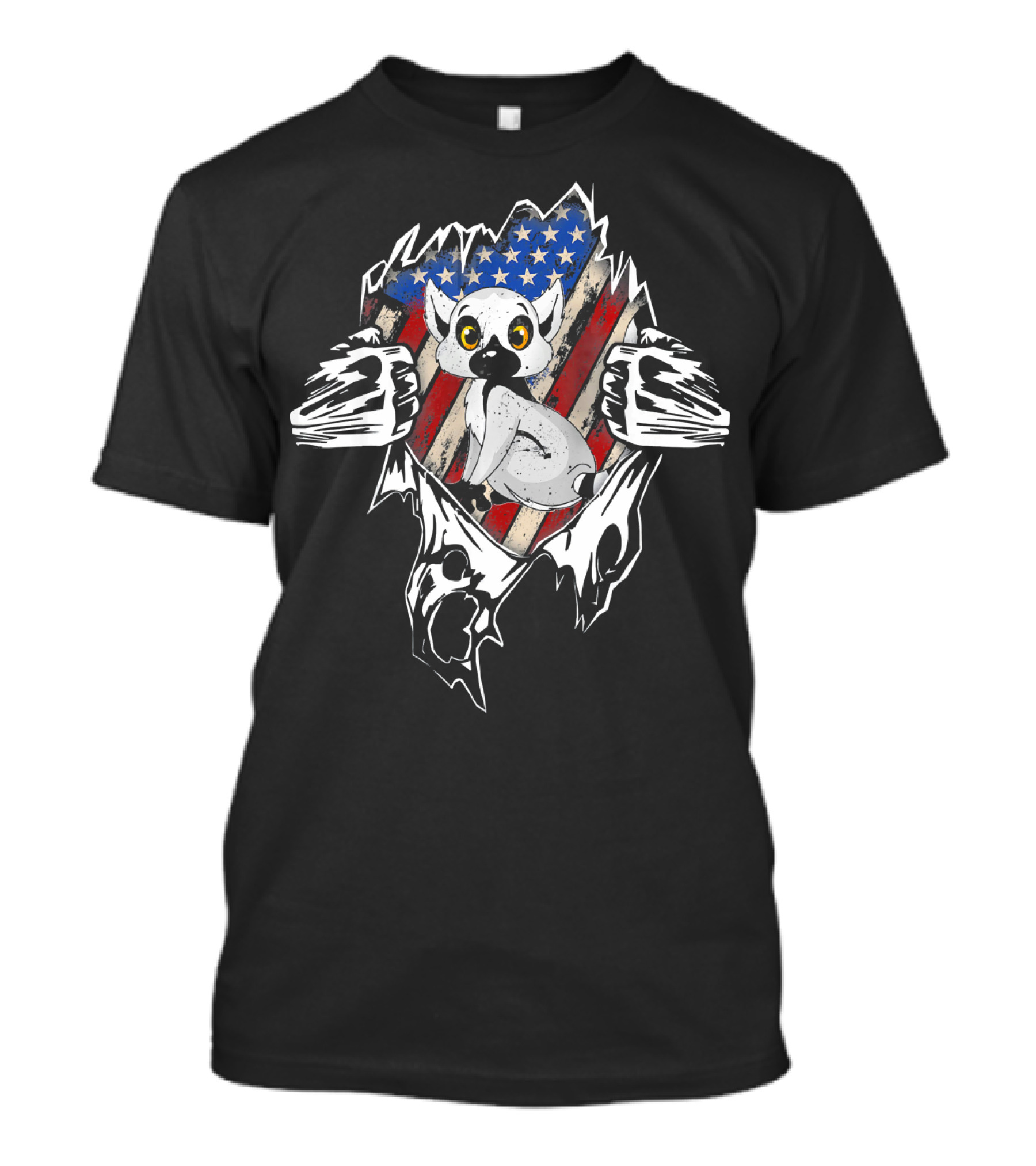 Funny Lemur Vintage American Flag T-Shirt