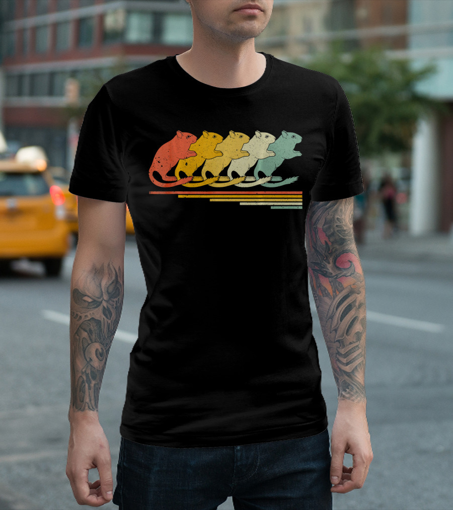 Gerbil Retro Vintage 70s 80s Multicolored Animal Print T-Shirt