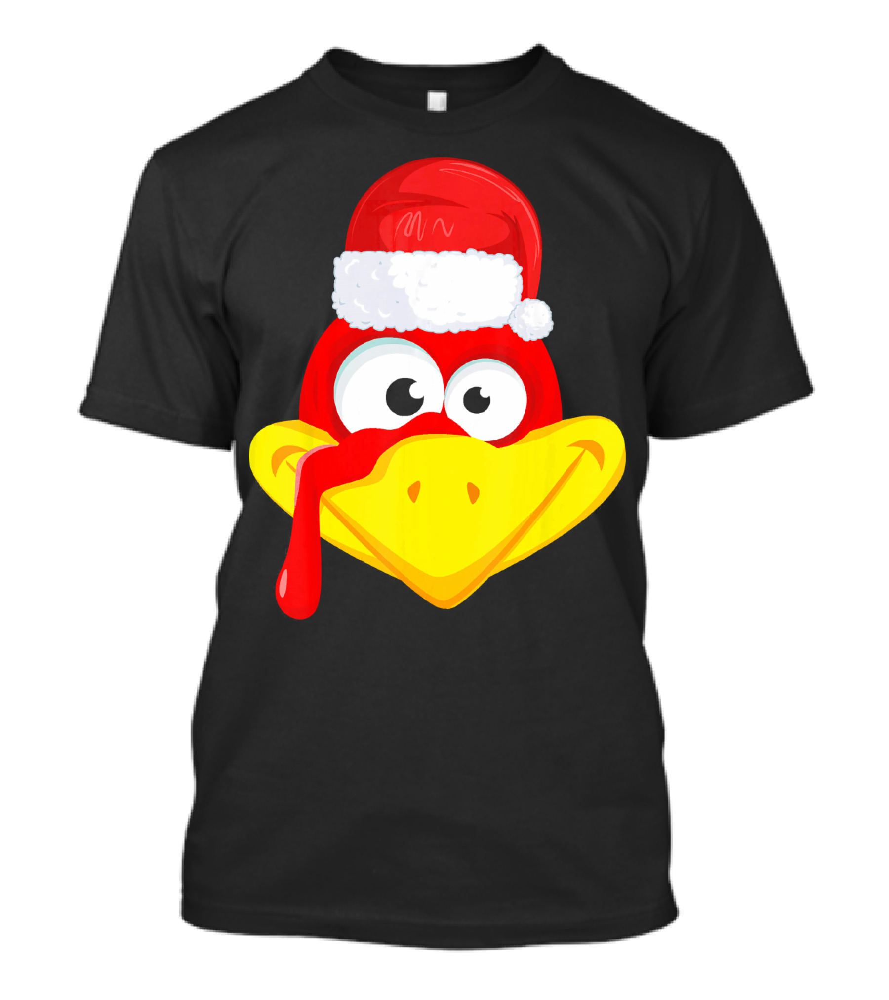 Funny Turkey Face Cute Santa Hat T-Shirt