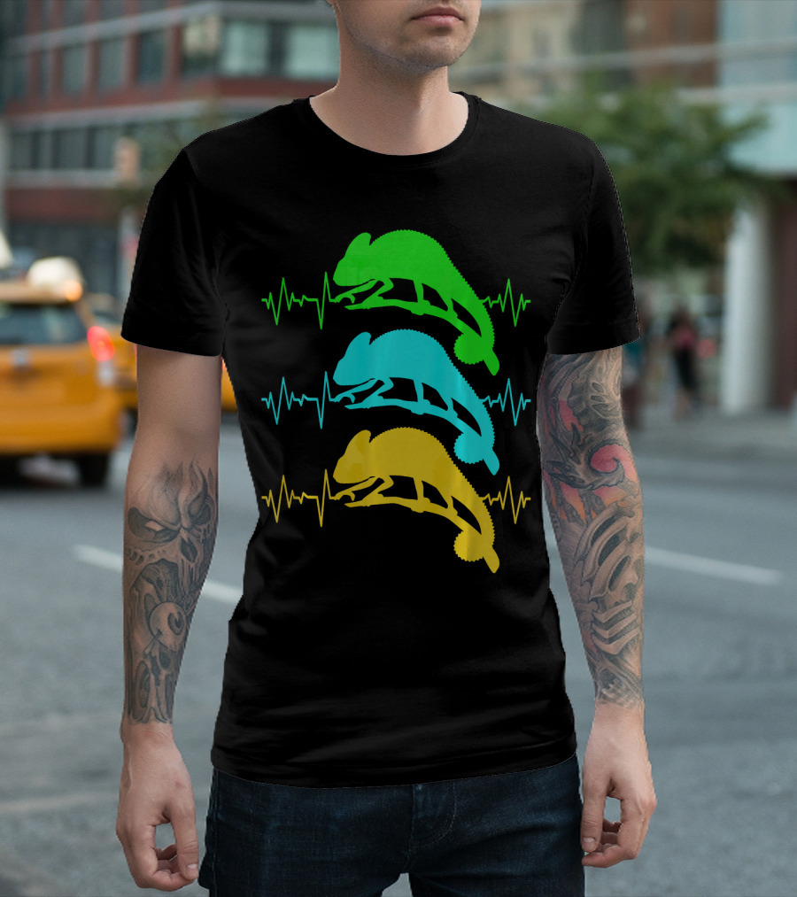 Heartbeat Chameleon Colorful Vibrant Pulses T-Shirt