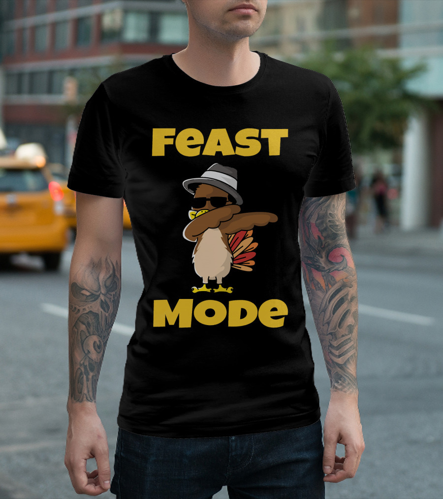 Feast Mode Dabbing Turkey with Hat and Sunglasses T-Shirt