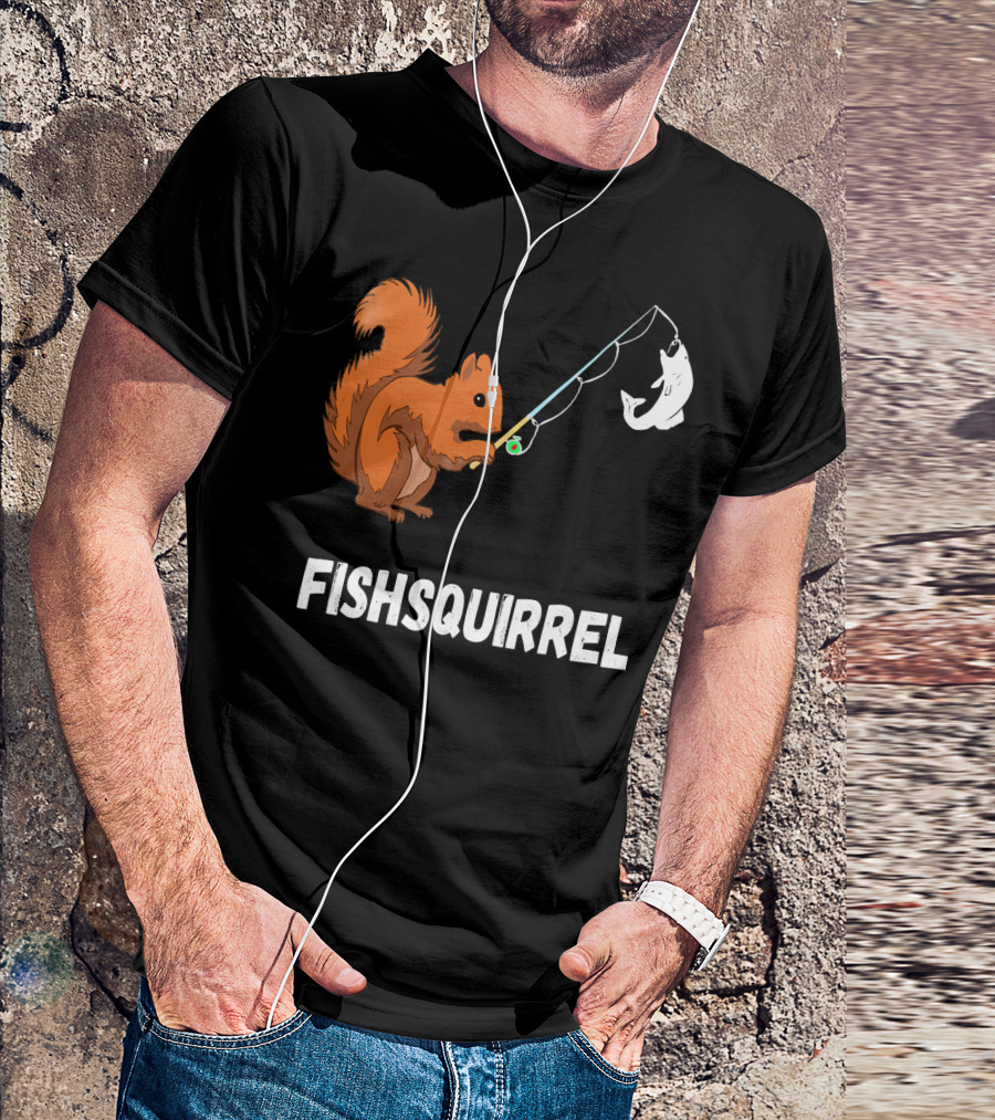 FishSquirrel Fishing Squirrel Fisherman Spinner Reels T-Shirt