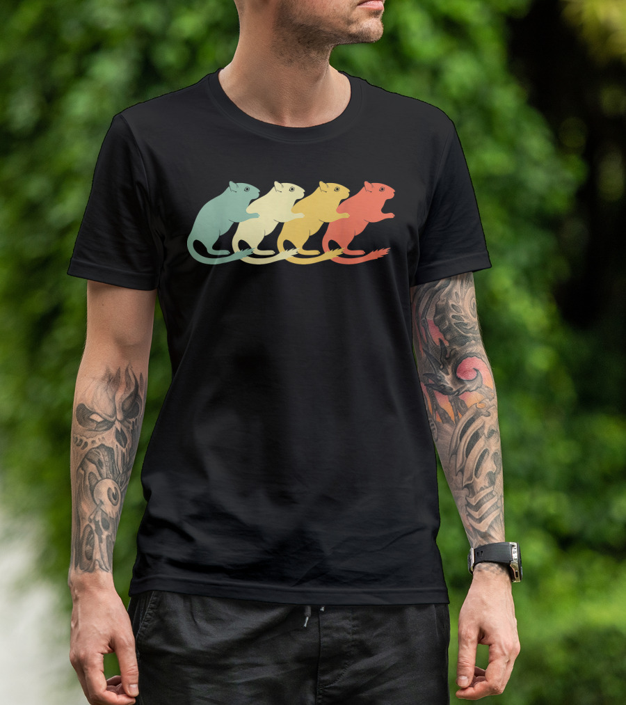 Gerbil Retro Vintage Rainbow Gerbil Animal T-Shirt