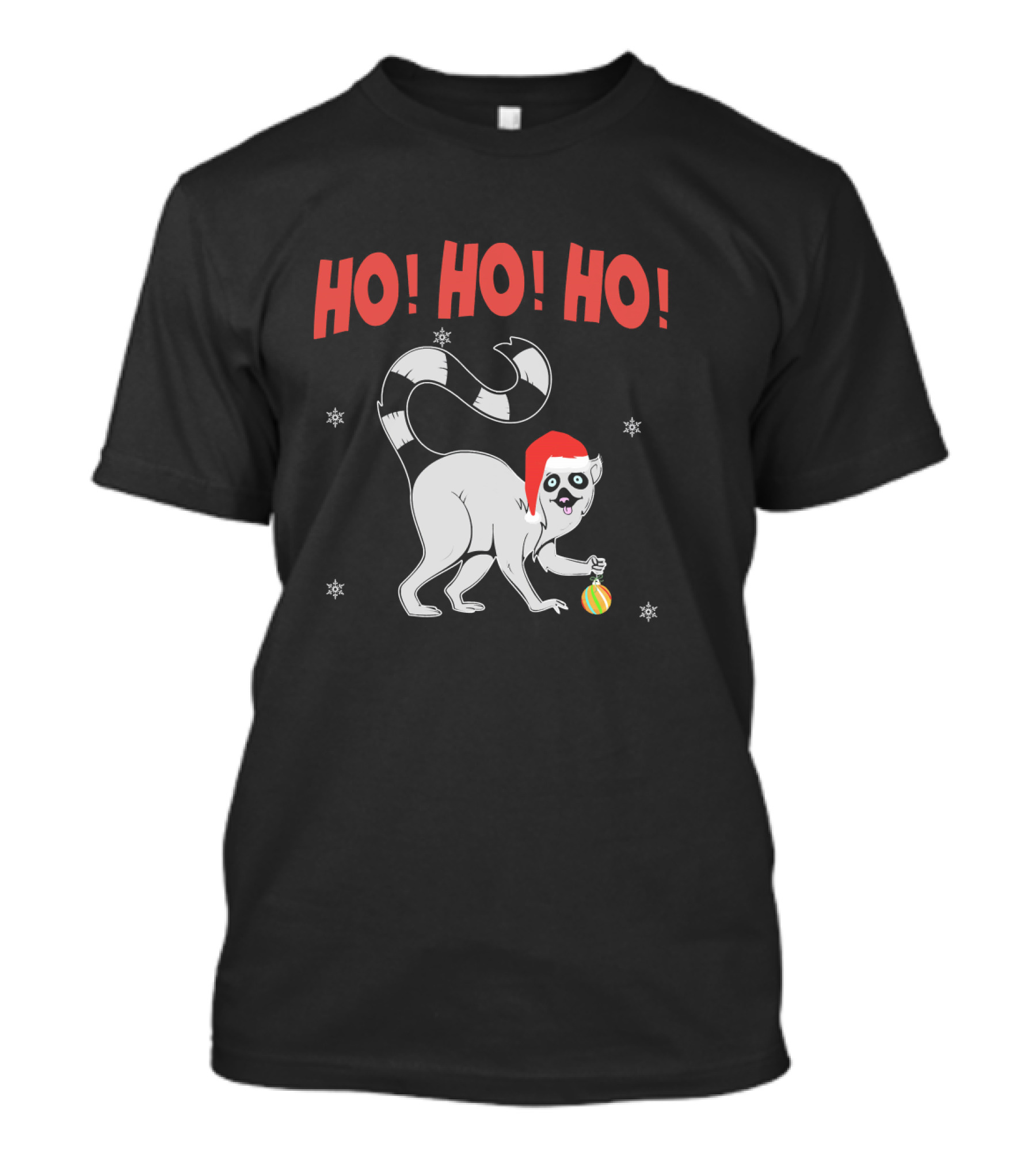 HO HO HO Cute Lemur Santa Hat T-Shirt