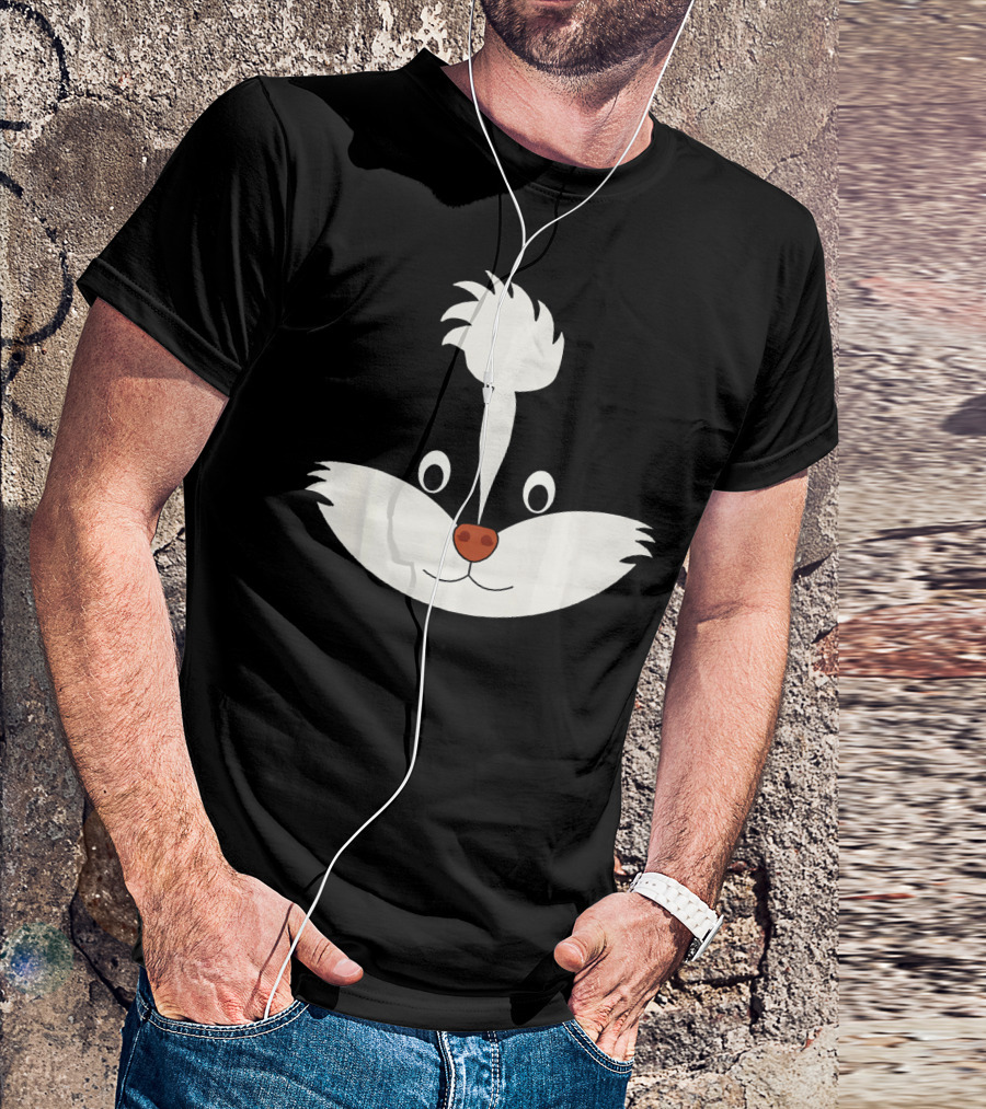 Funny Halloween Awesome Skunk Face Costume T-Shirt