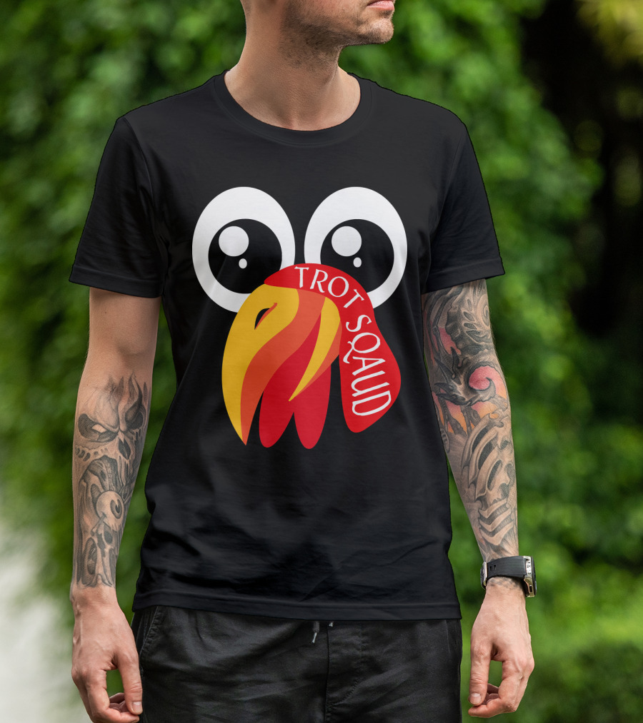 Funny Turkey Face Trot Squad Turkey Trot T-Shirt