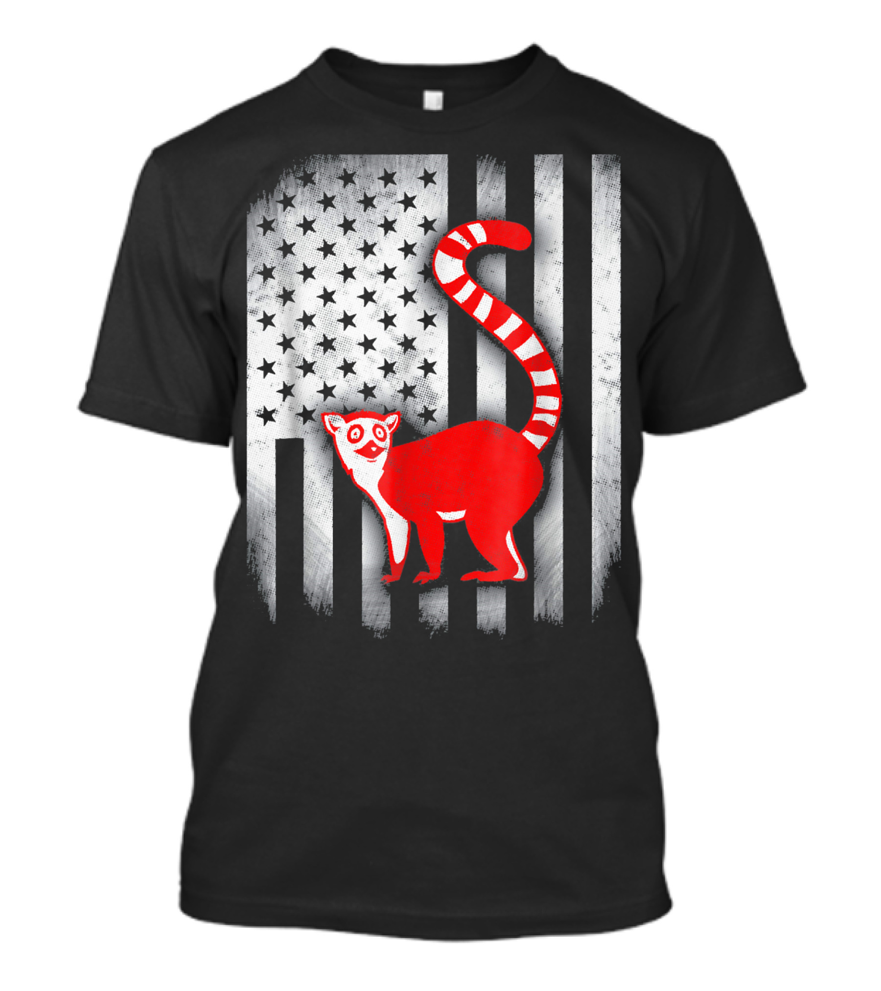 Red Lemur American Flag T-Shirt