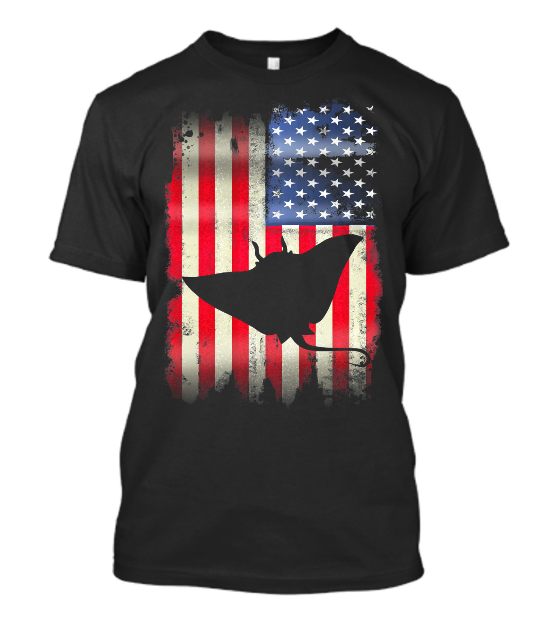 Manta Ray American Flag Stars And Stripes USA Patriotic T-Shirt