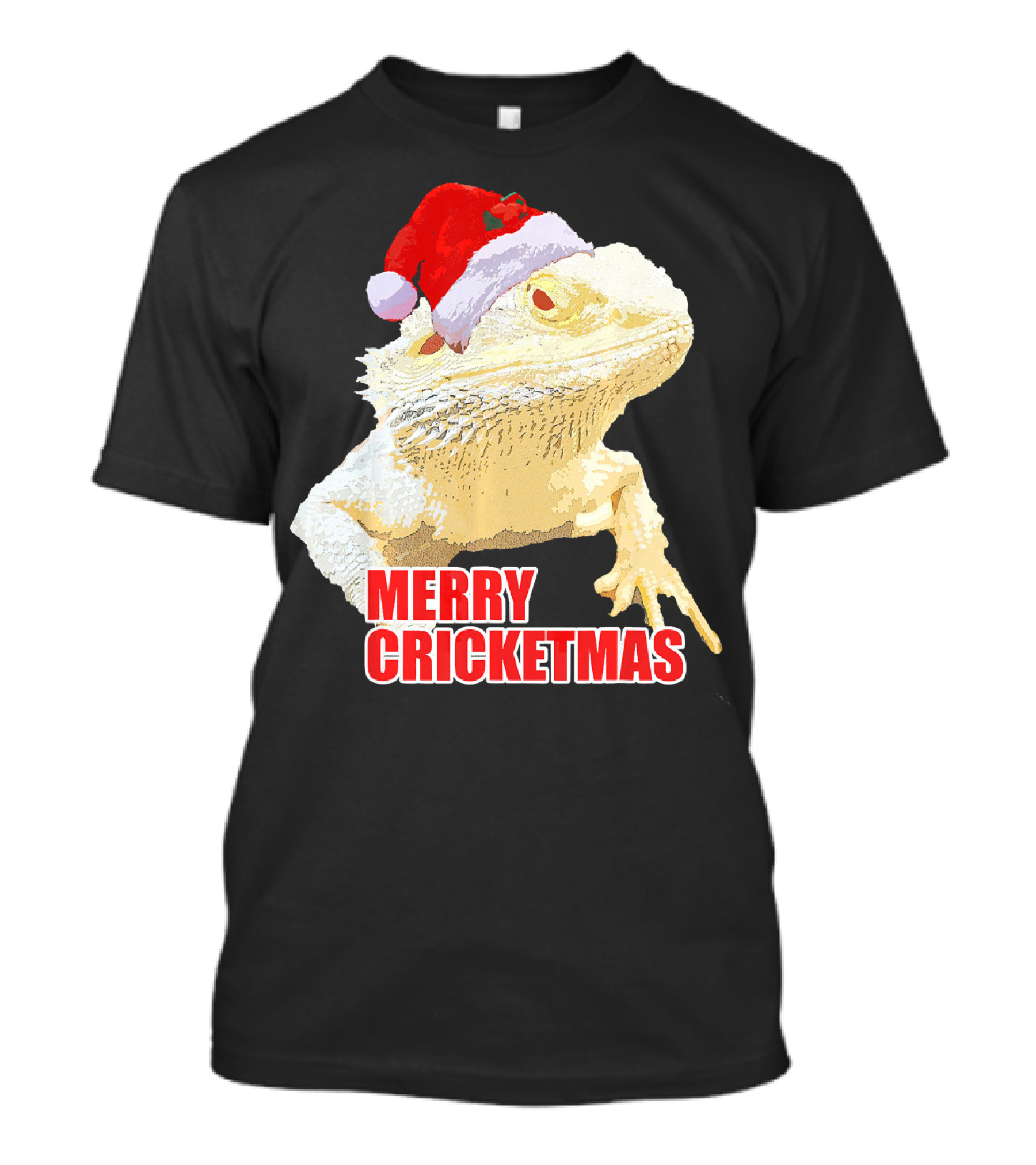 Merry Cricketmas Bearded Dragon Santa Hat T-Shirt