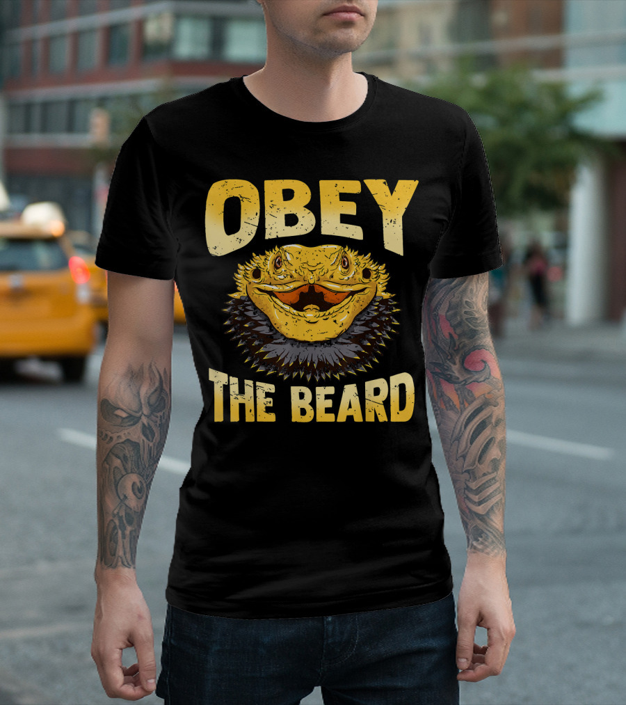Obey The Beard Funny Beardie Bearded Dragon T-Shirt