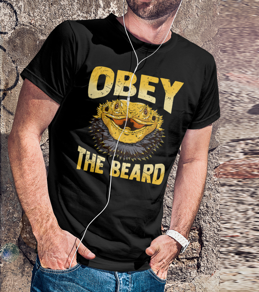 Obey The Beard Funny Beardie Bearded Dragon T-Shirt
