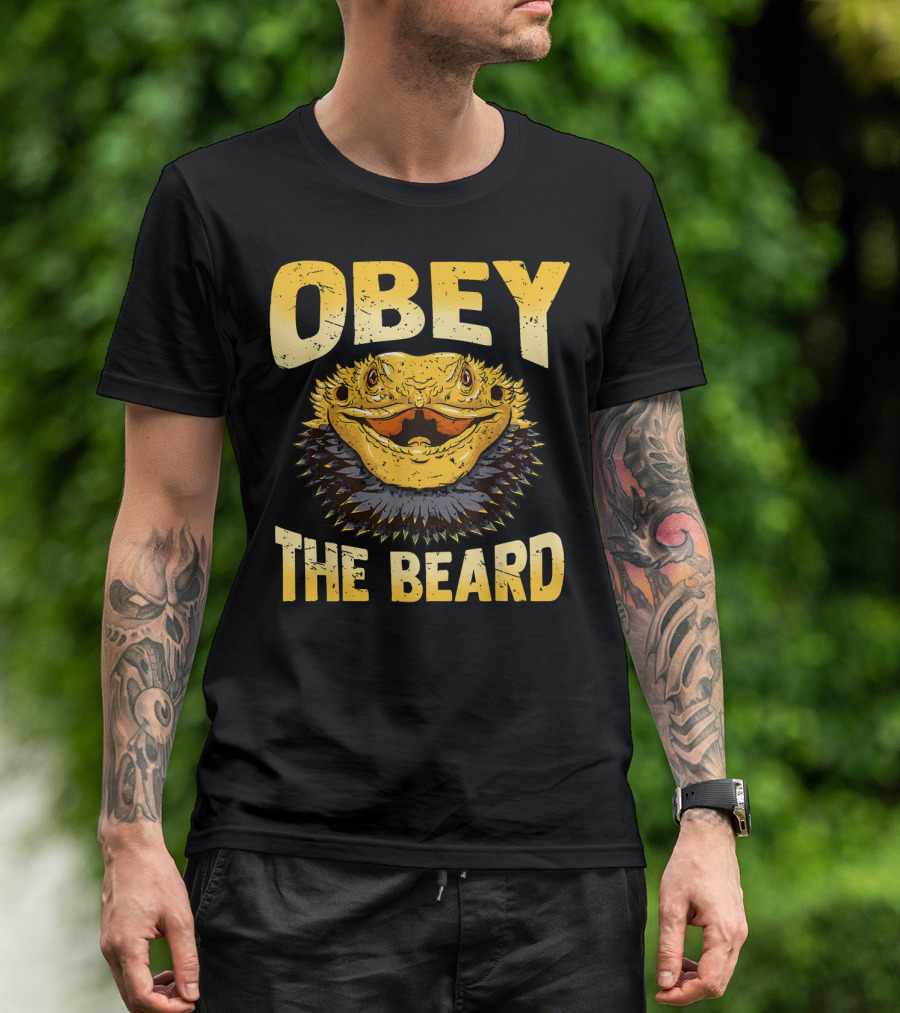 Obey The Beard Funny Beardie Bearded Dragon T-Shirt