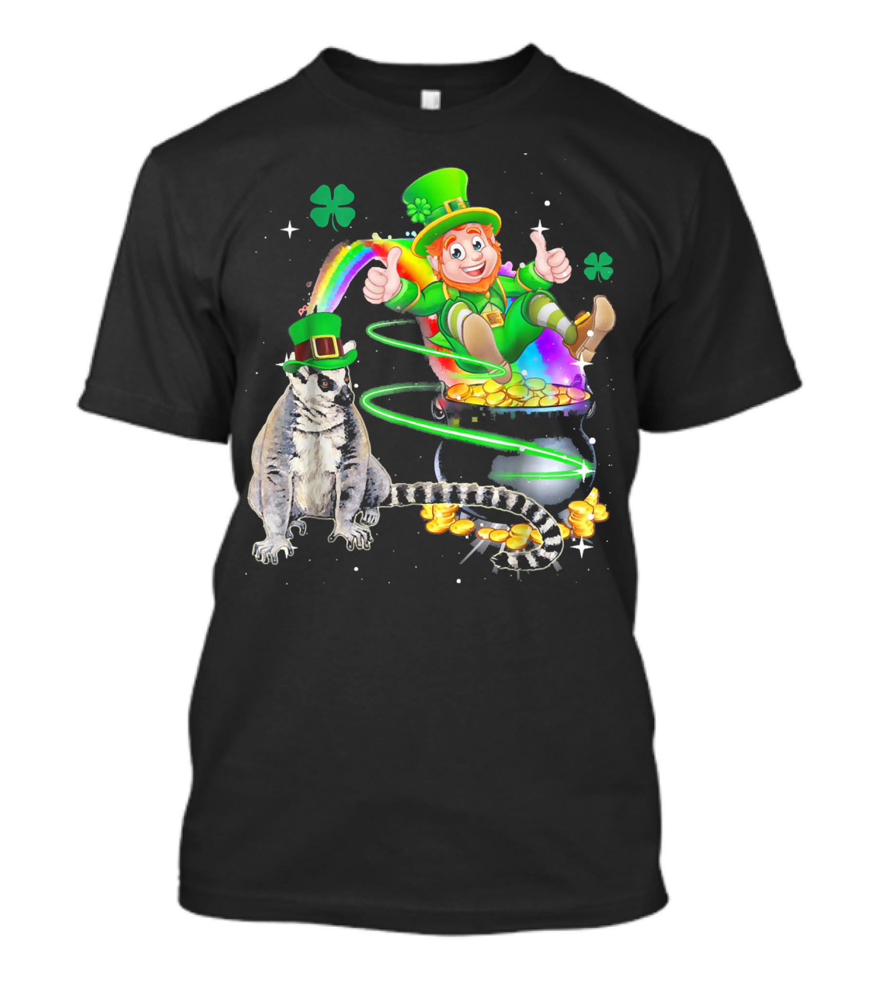 Leprechaun Lemur Lucky Rainbow Gold Coins Adventure T-Shirt