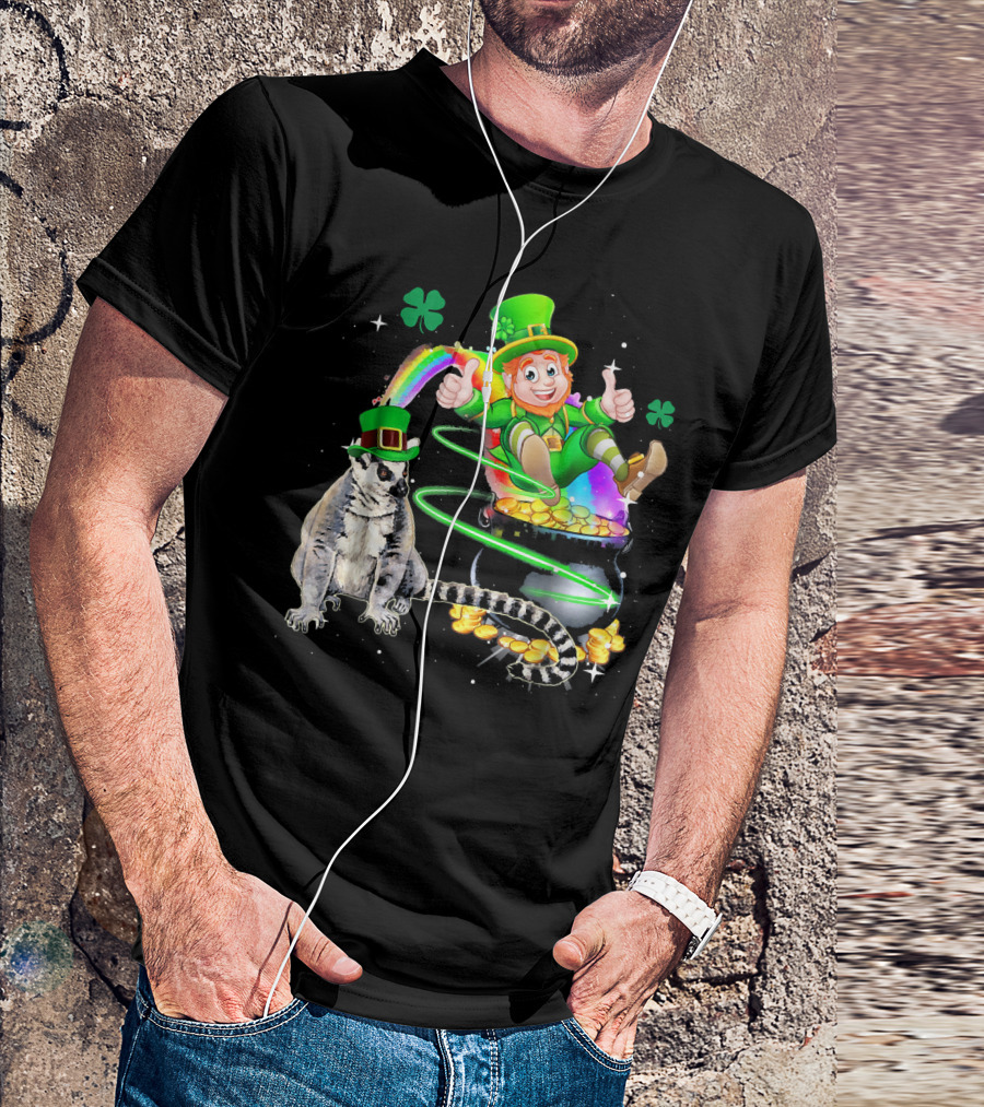 Leprechaun Lemur Lucky Rainbow Gold Coins Adventure T-Shirt