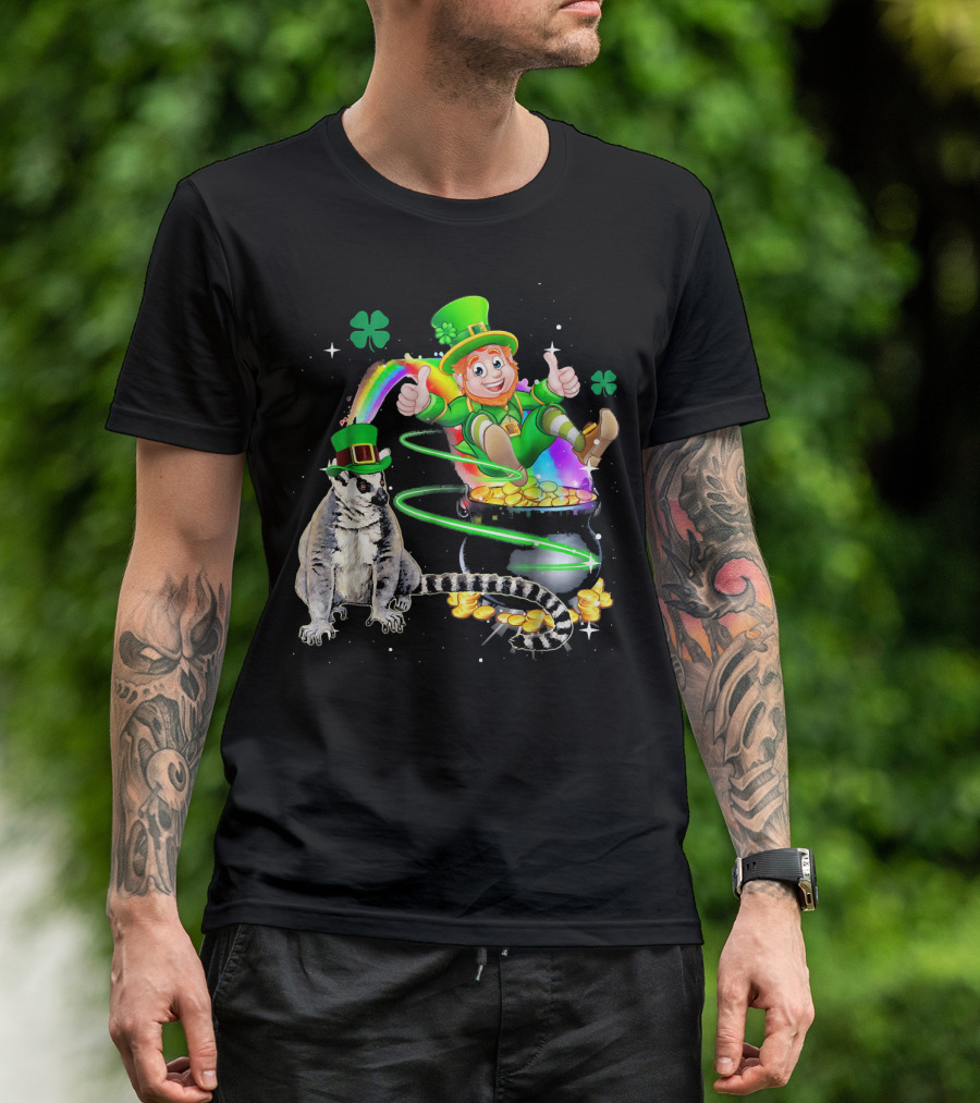 Leprechaun Lemur Lucky Rainbow Gold Coins Adventure T-Shirt