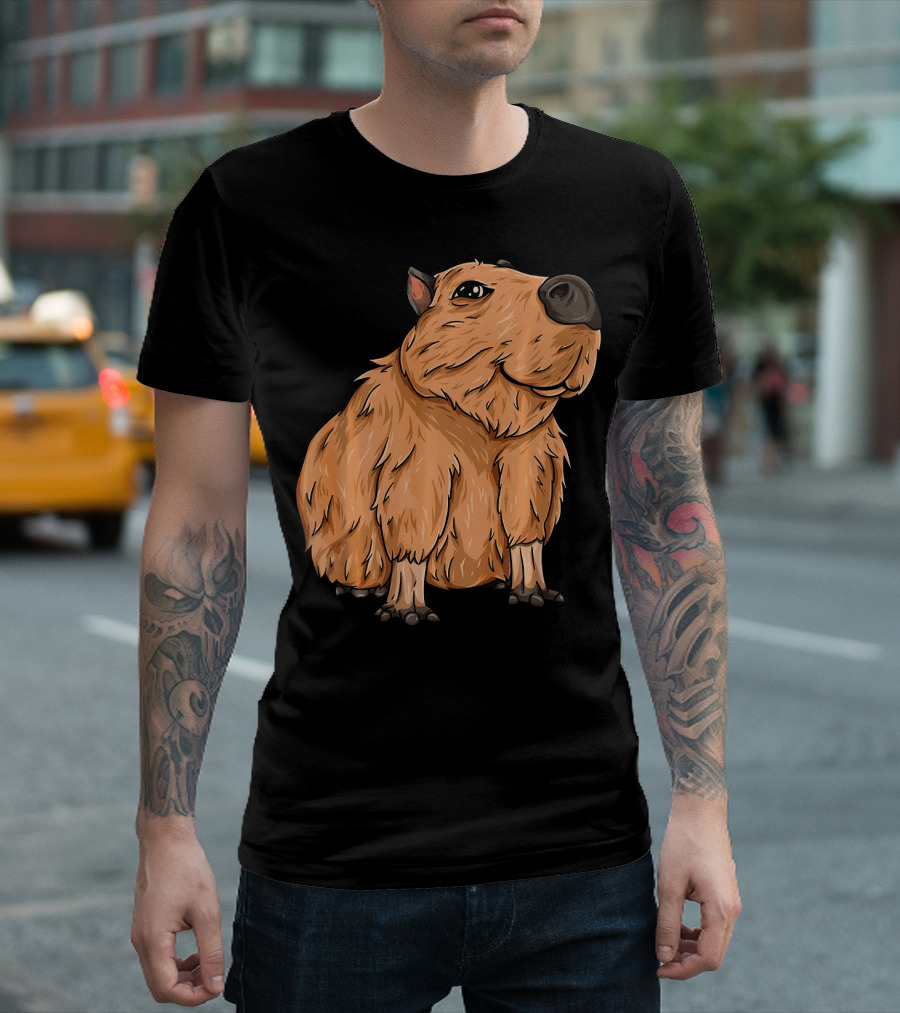 Kawaii Cute Sitting Capybara Rodent T-Shirt