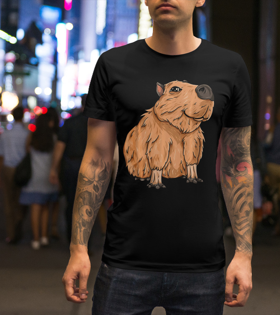 Kawaii Cute Sitting Capybara Rodent T-Shirt