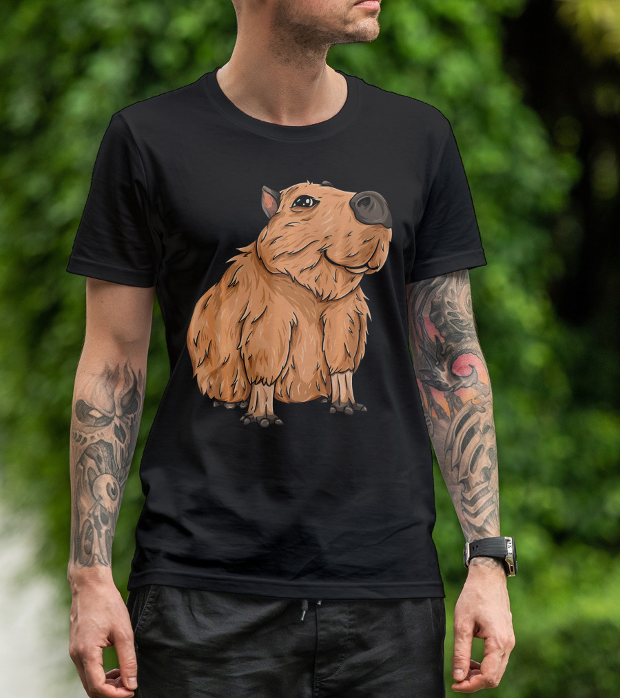 Kawaii Cute Sitting Capybara Rodent T-Shirt