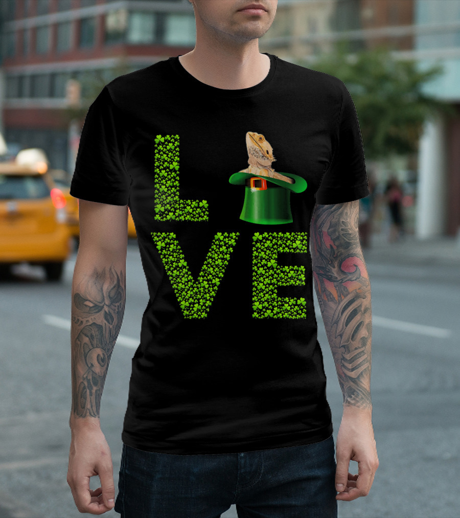 Love Bearded Dragon St Patricks Day Shamrock Hat T-Shirt