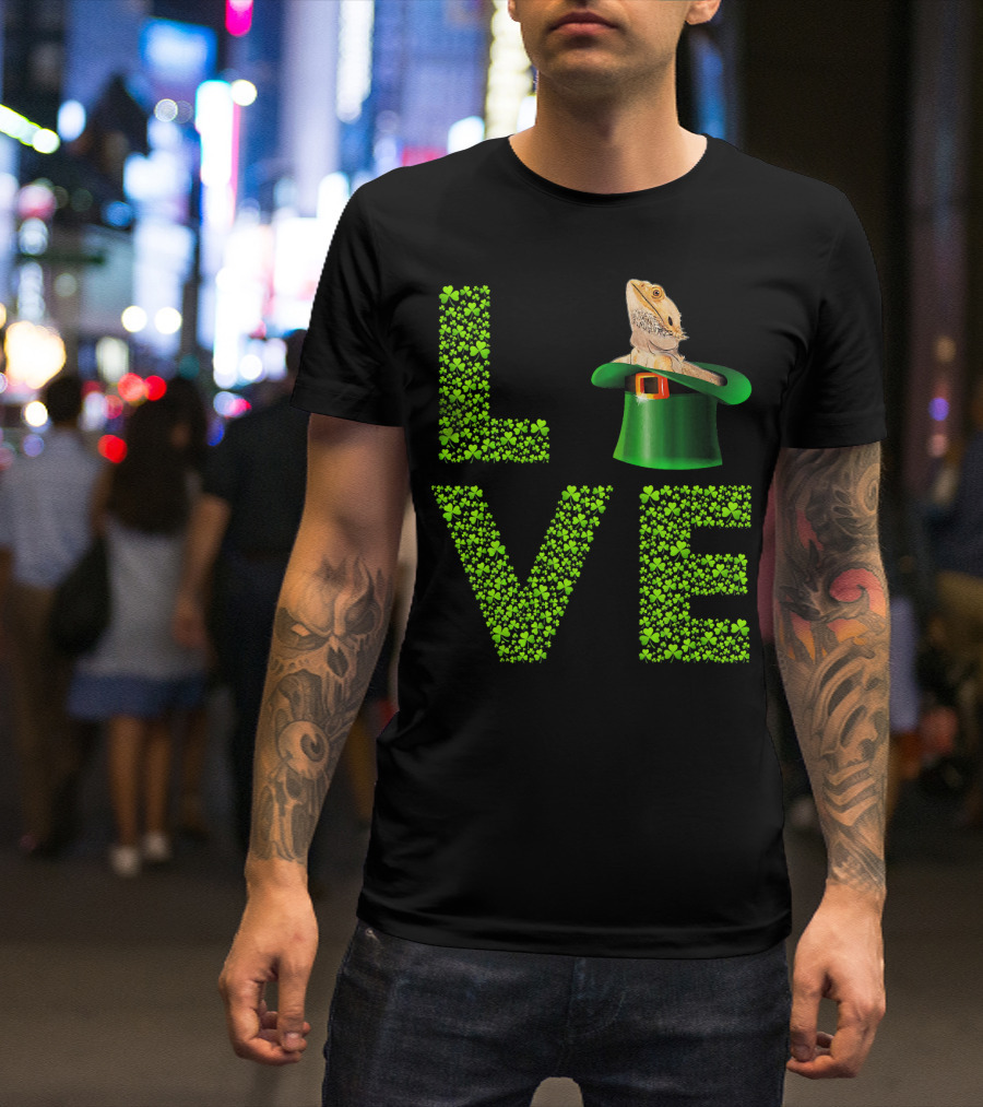Love Bearded Dragon St Patricks Day Shamrock Hat T-Shirt