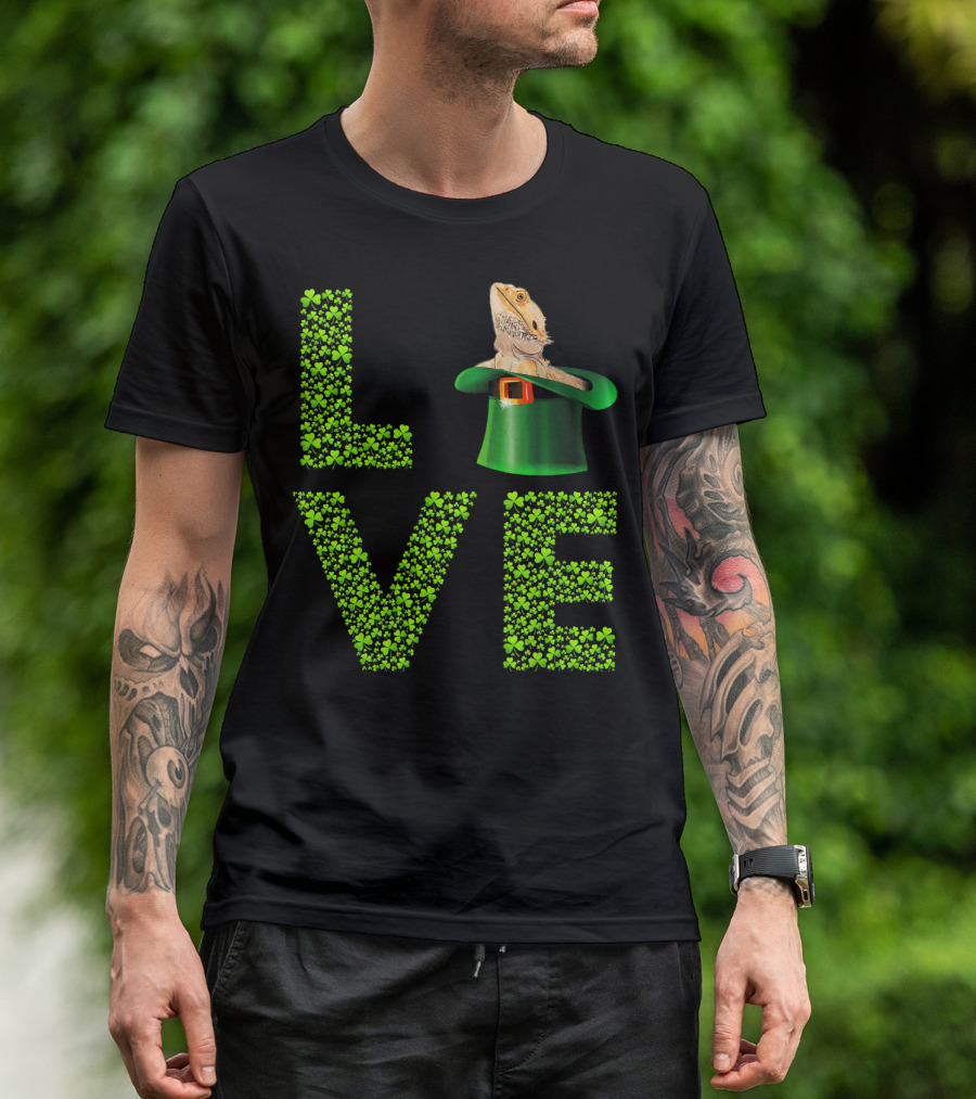 Love Bearded Dragon St Patricks Day Shamrock Hat T-Shirt