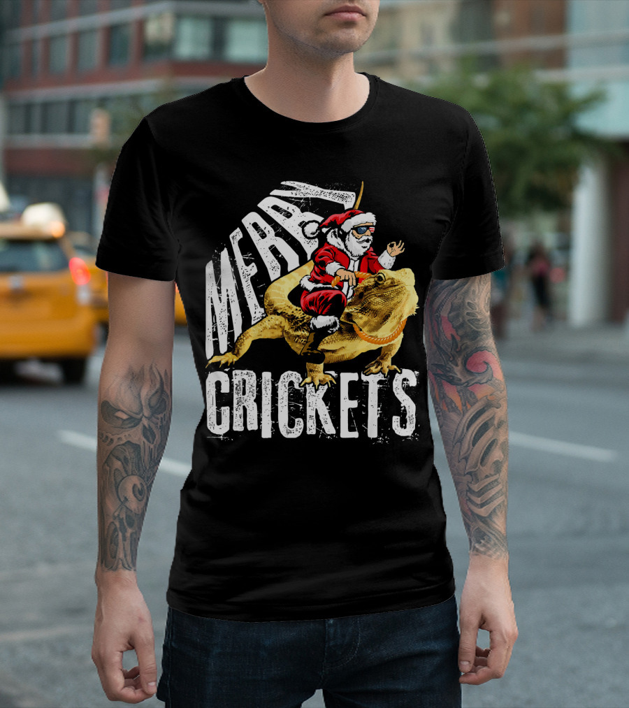 Merry Crickets Santa Riding Pogona T-Shirt