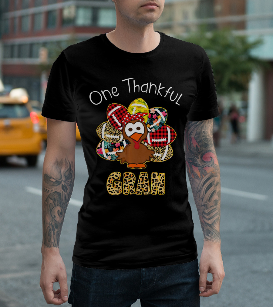 One Thankful Gran Turkey with Footballs T-Shirt