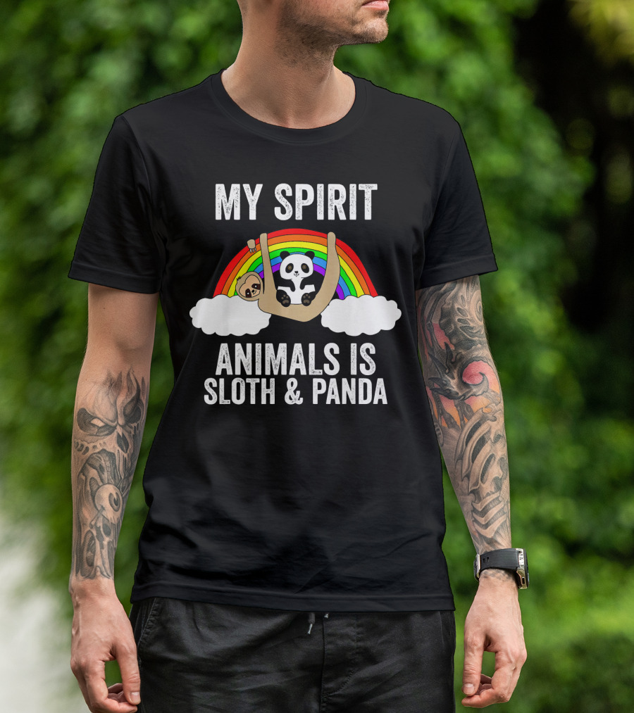 My Spirit Animals Is Sloth And Panda Rainbow Clouds T-Shirt