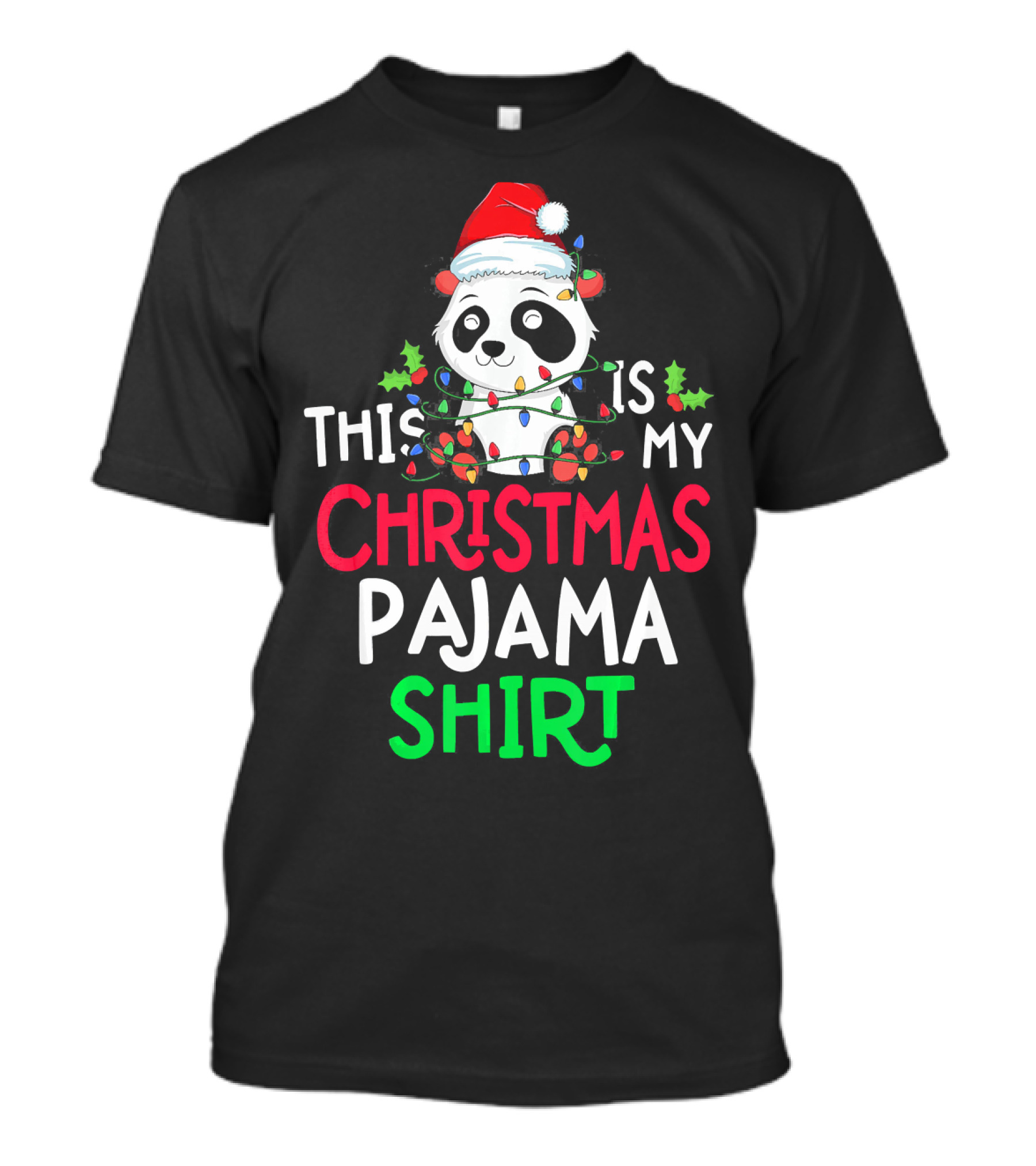 This Is My Christmas Pajama Shirt Panda Lights T-Shirt