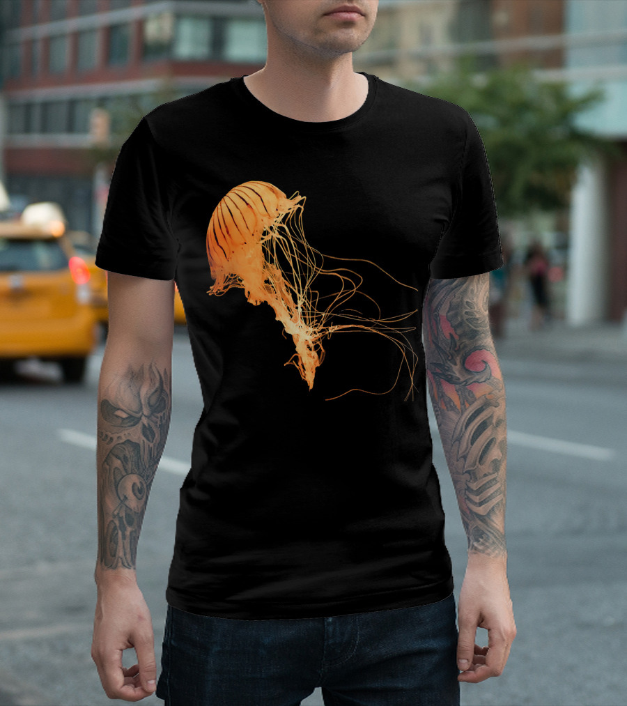 Power Prints Orange Luminous Jellyfish T-Shirt
