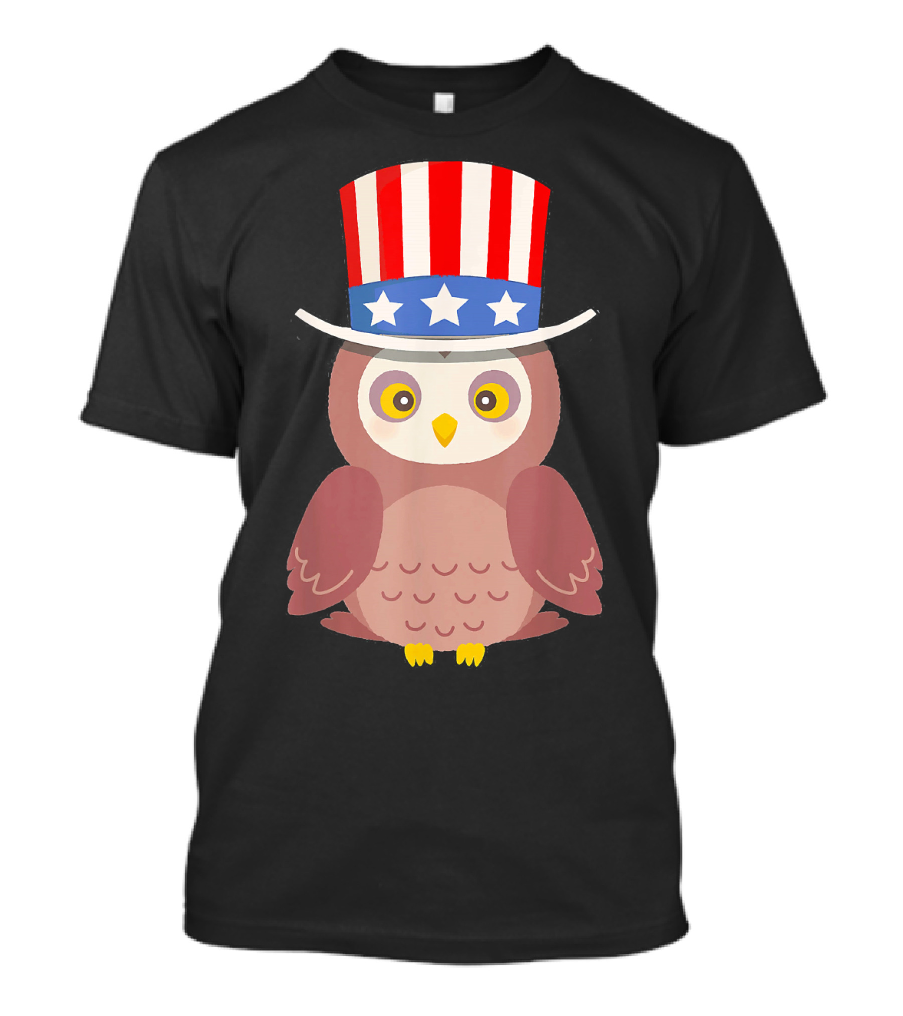 Red White And Blue Uncle Sam Hat Owl T-Shirt
