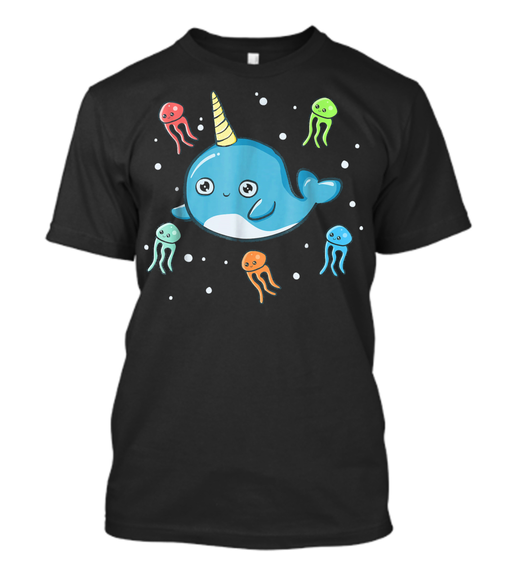 Narwhal Unicorn Surrounded By Colorful Jellyfish T-Shirt