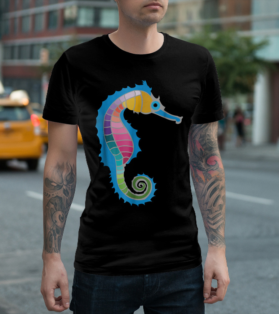 Rainbow Seahorse Colorful Ocean Spirit T-Shirt
