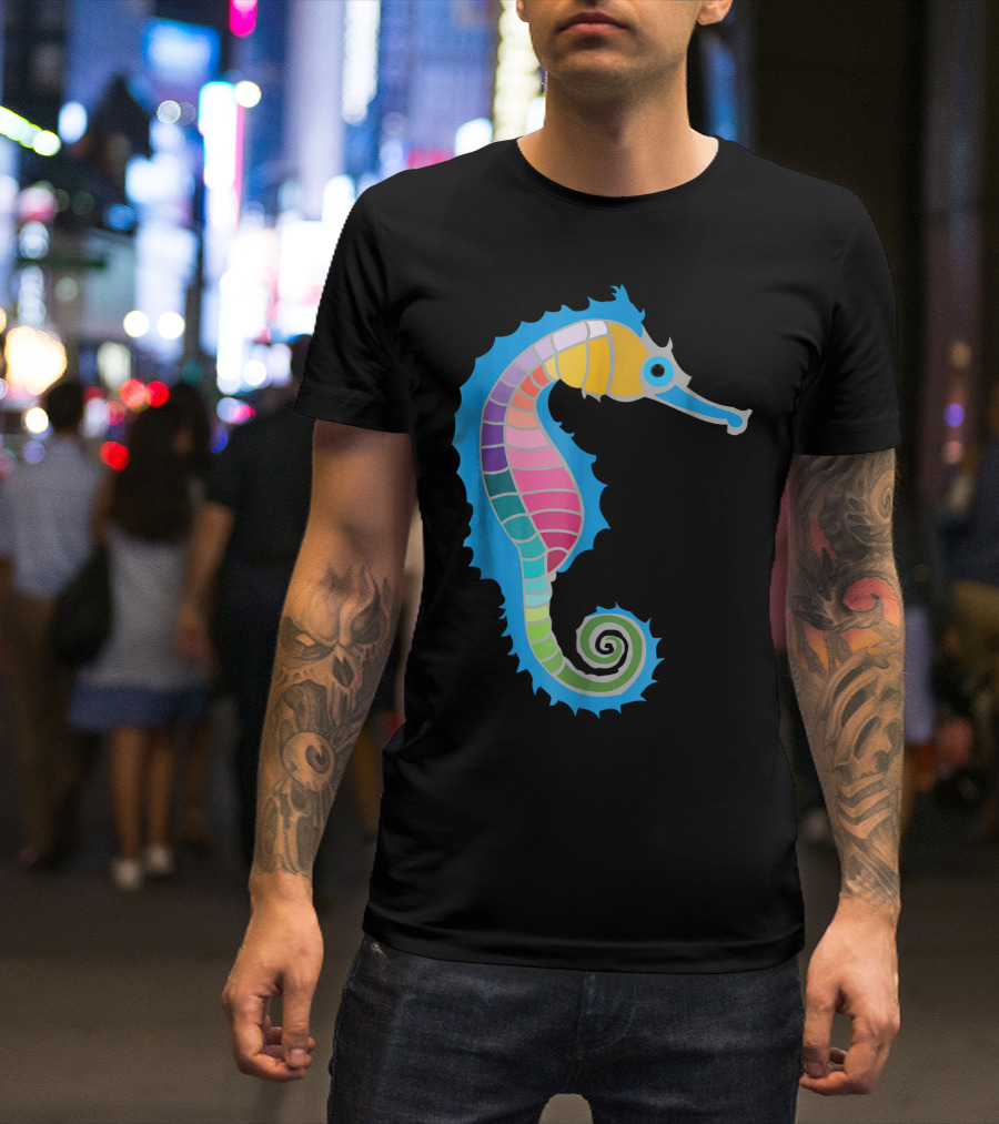 Rainbow Seahorse Colorful Ocean Spirit T-Shirt