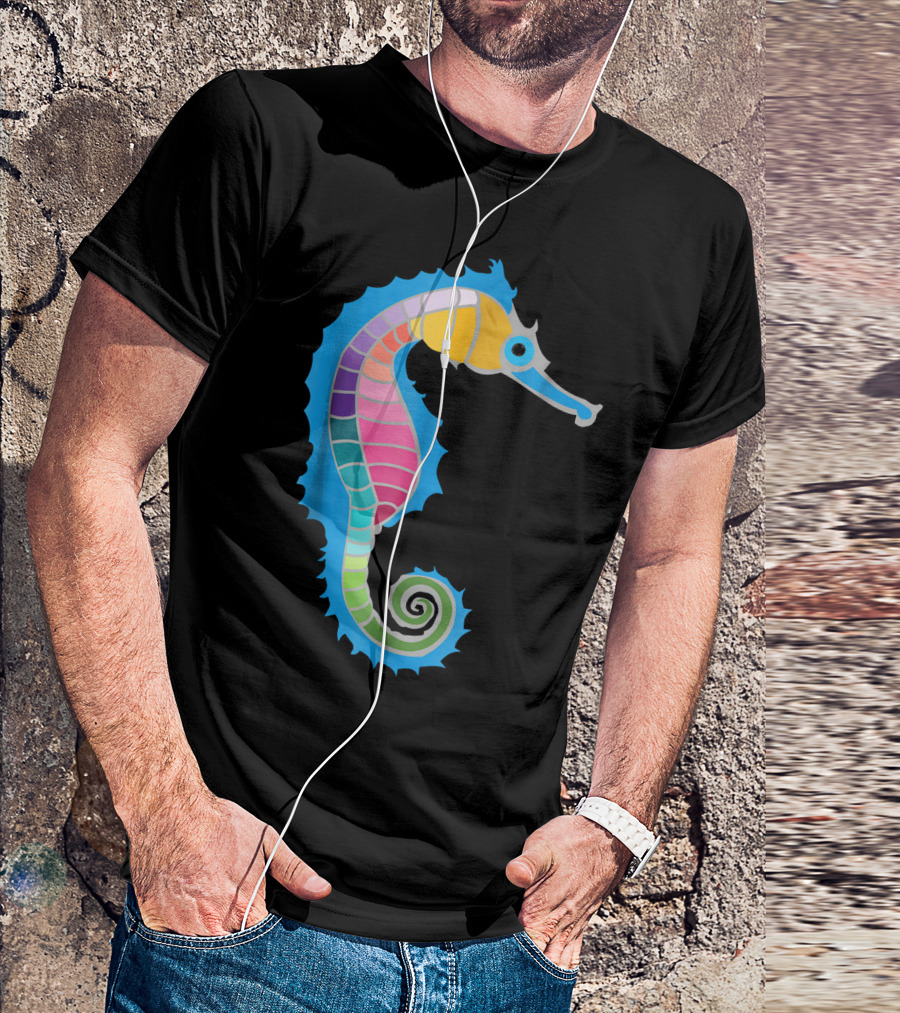 Rainbow Seahorse Colorful Ocean Spirit T-Shirt