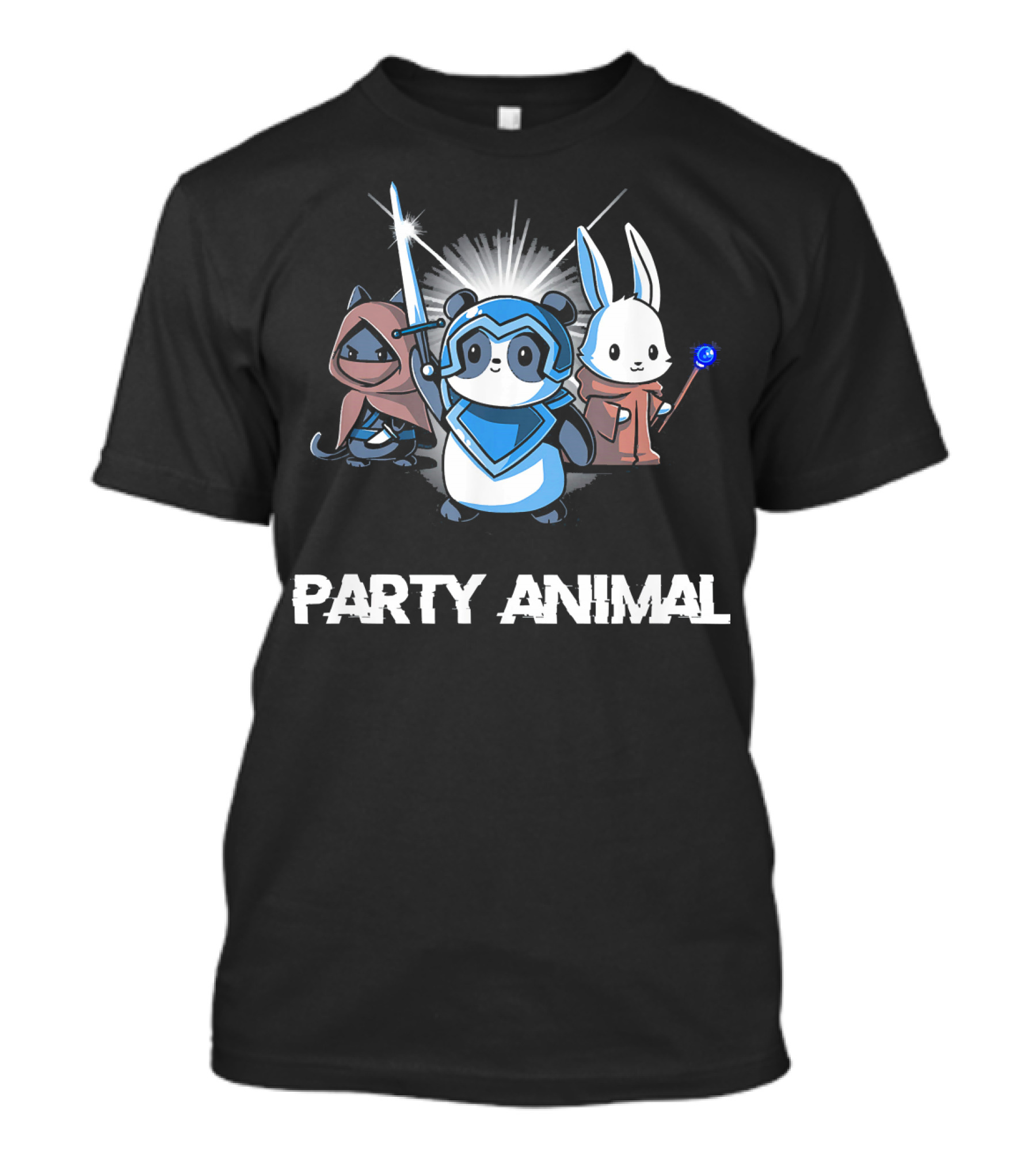 Party Animal Funny Panda Warrior Rabbit Mage Cat T-Shirt