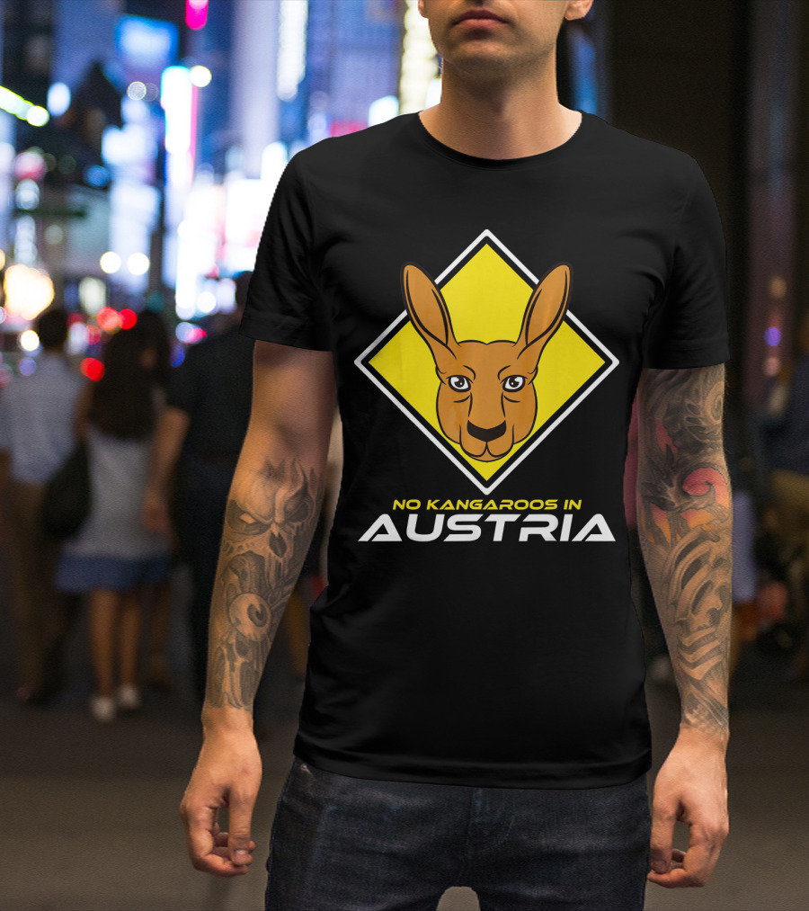 No Kangaroos In Austria Kangaroo Head Yellow Diamond T-Shirt