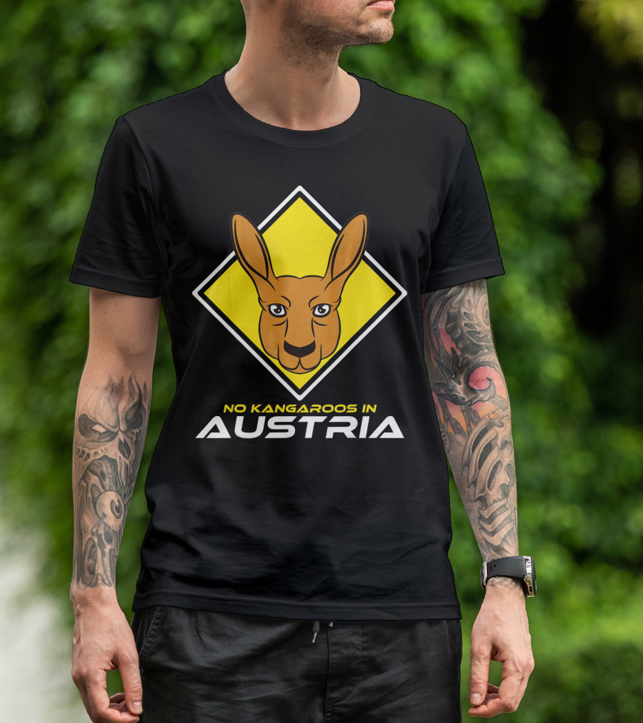 No Kangaroos In Austria Kangaroo Head Yellow Diamond T-Shirt