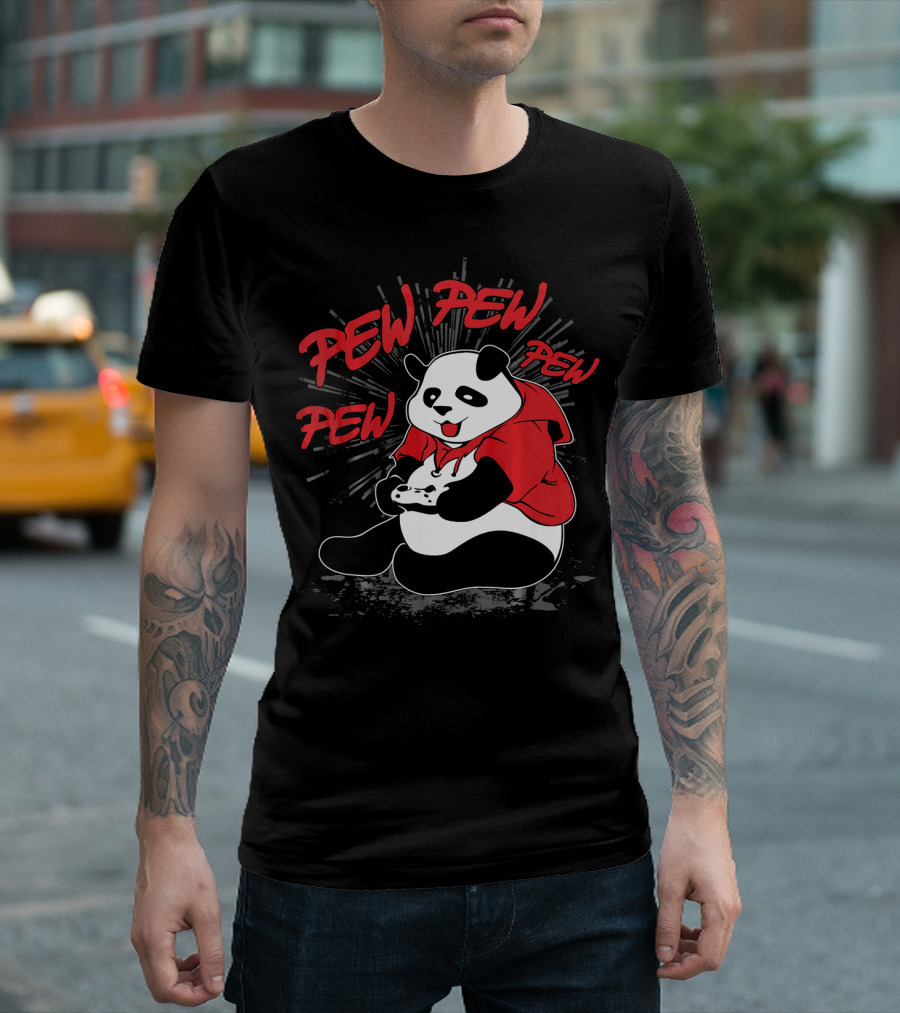 Panda Pew Pew Pew Gamer Hoodie Video Controller T-Shirt