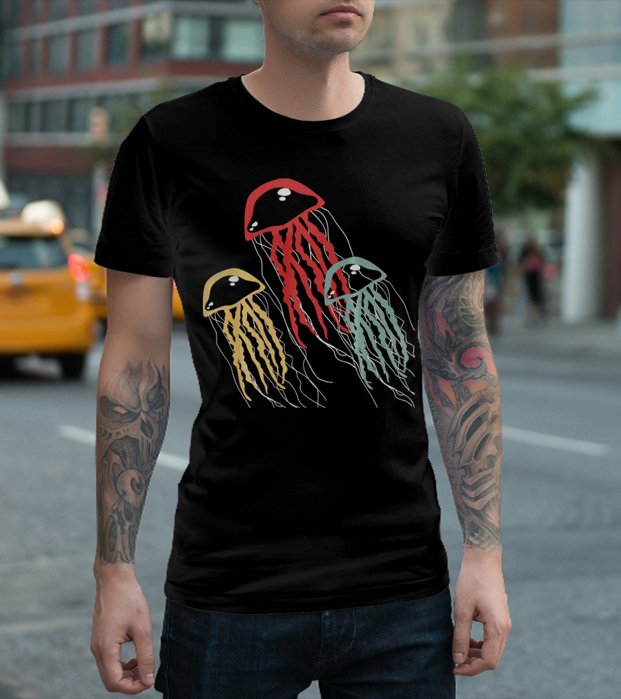 Retro Jellyfish Colorful Trio T-Shirt