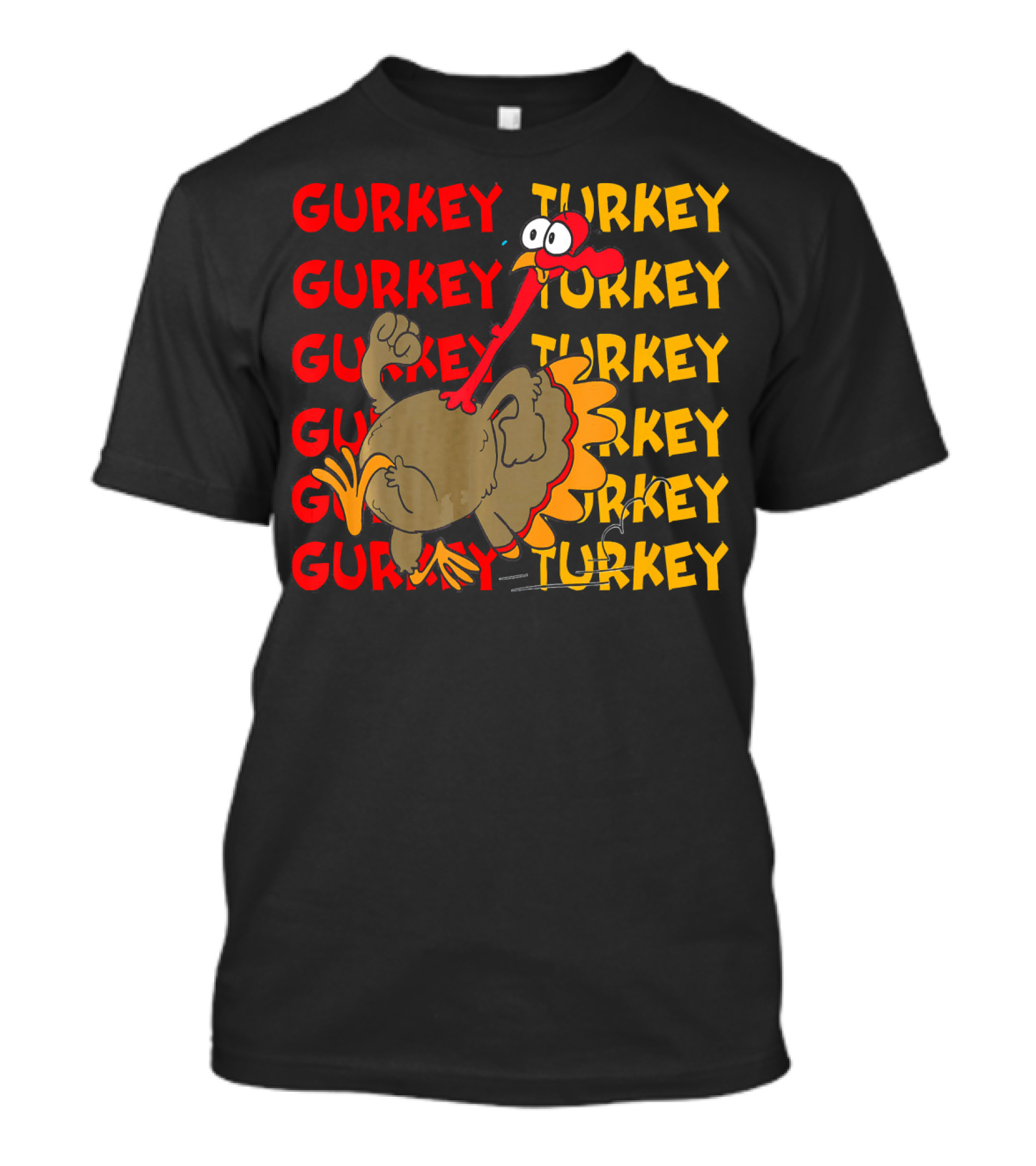 Gurkey Turkey Cartoon Character With Repeated T-Shirt