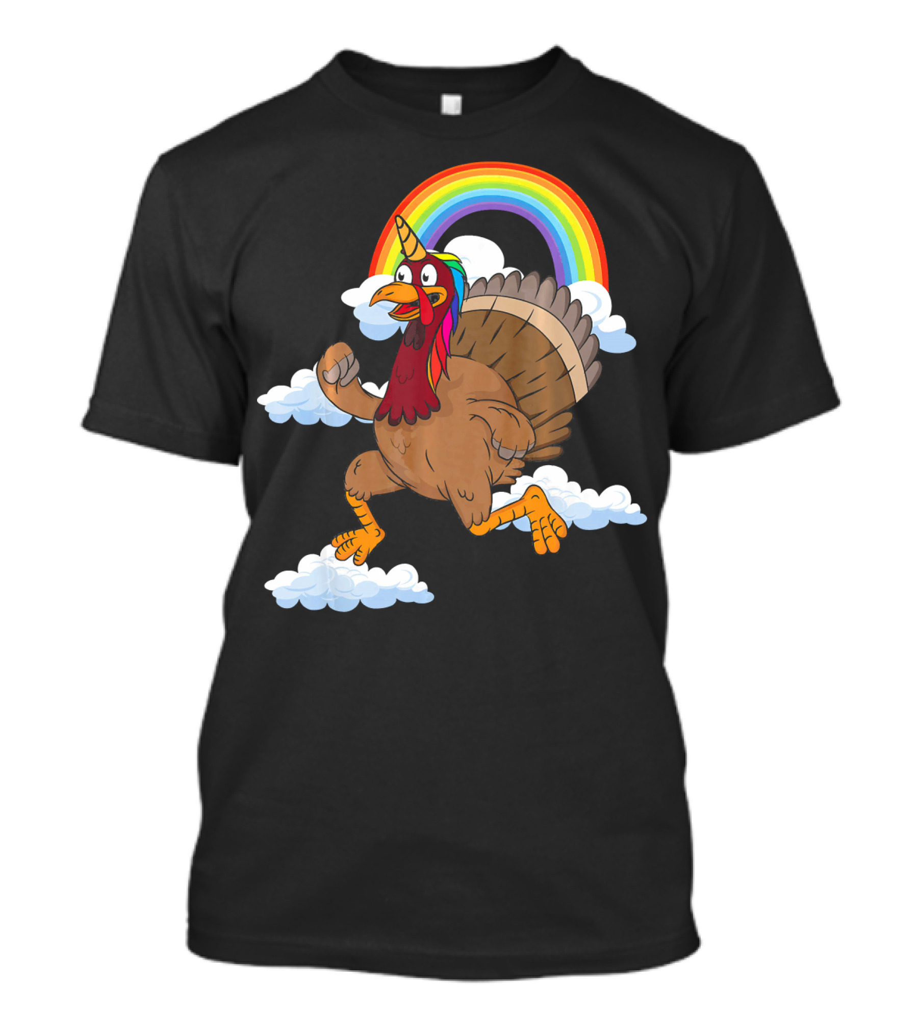 Magical Turkeycorn Unicorn Thanks Rainbow Clouds Turkey T-Shirt