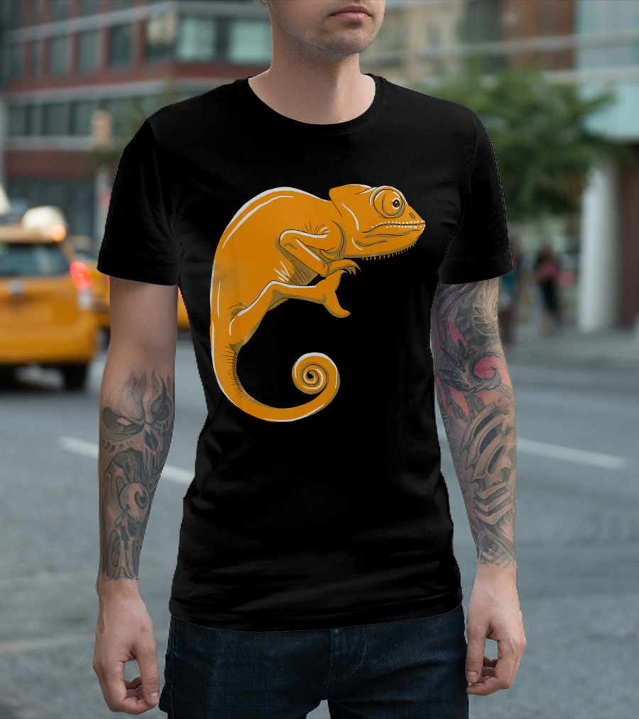 Orange Chameleon Cute Camouflage Lizard Premium Quality T-Shirt