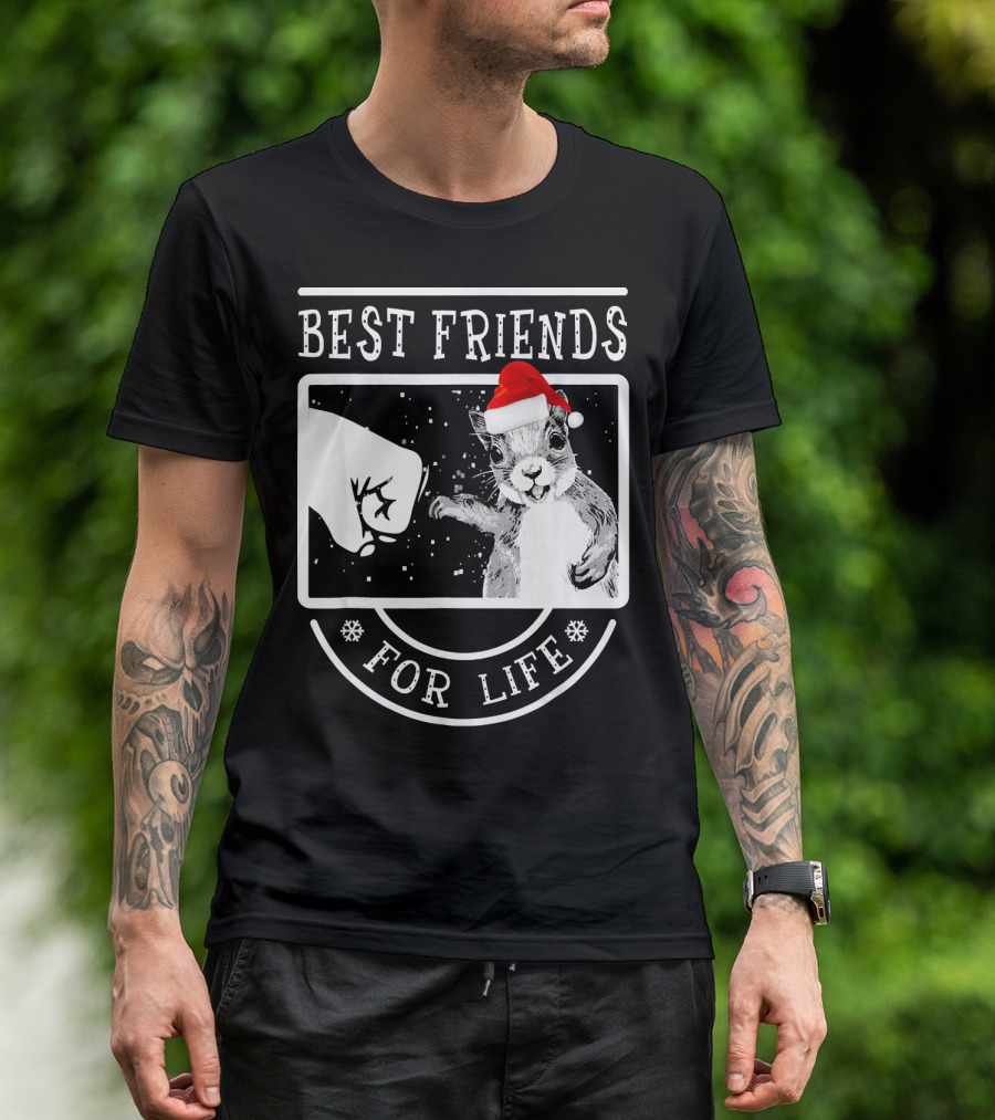 Best Friends For Life Christmas Squirrel Fist Bump T-Shirt