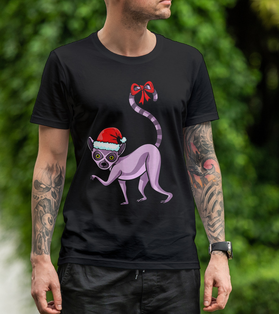 Lemur Santa Hat Madagascar Christmas T-Shirt